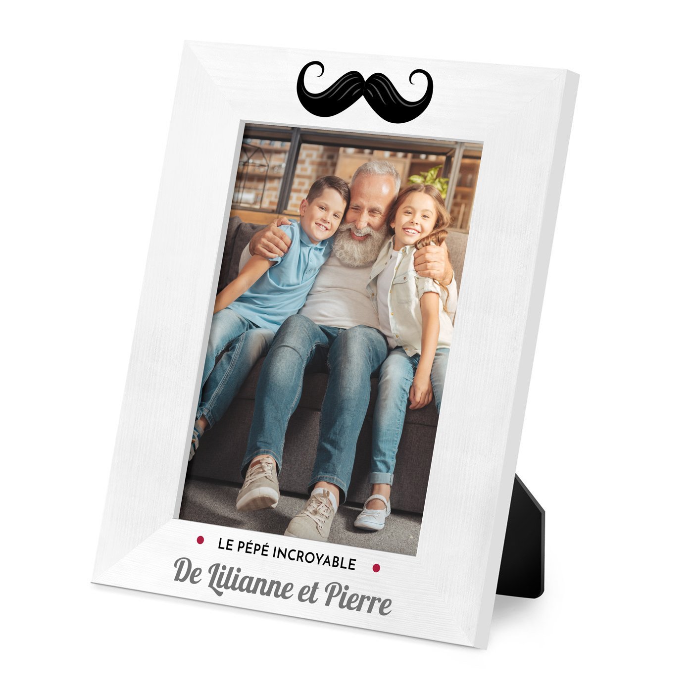 Marco de foto personalizado de madera blanca Murrano para abuelo