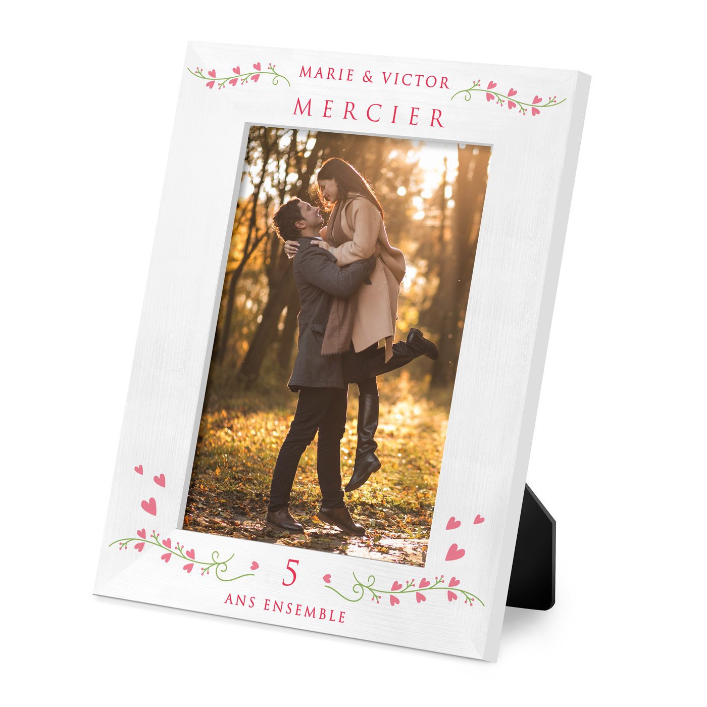 Marco de fotos personalizado de madera blanca Murrano para una pareja para el aniversario de bodas