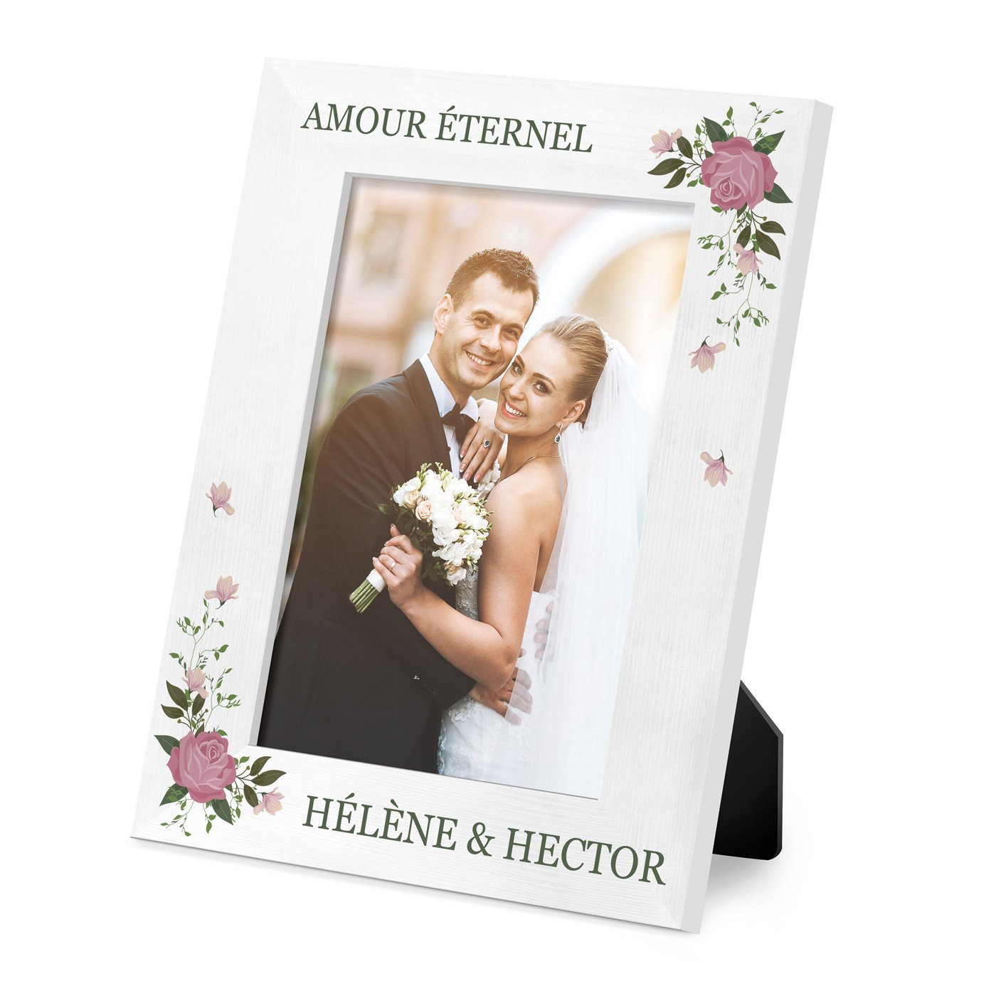 Marco de fotos personalizado de madera blanca Murrano para recién casados