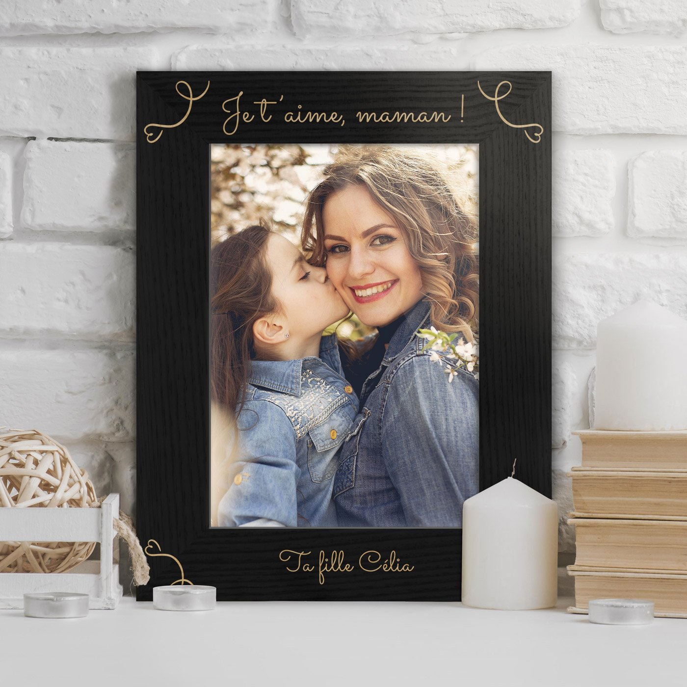 Marco de foto personalizado Murrano - Negro para mamá