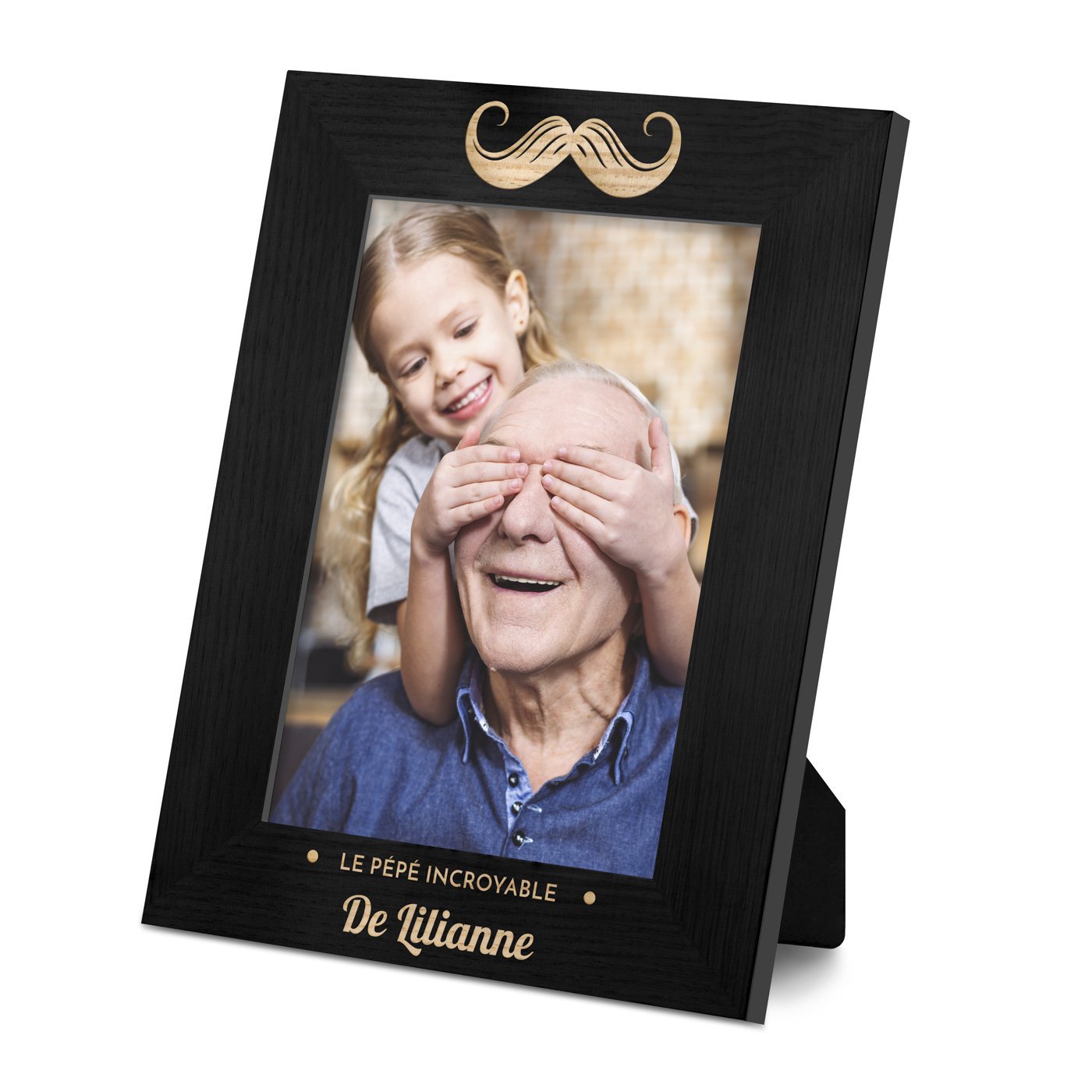 Marco de foto personalizado negro Murrano para abuelo