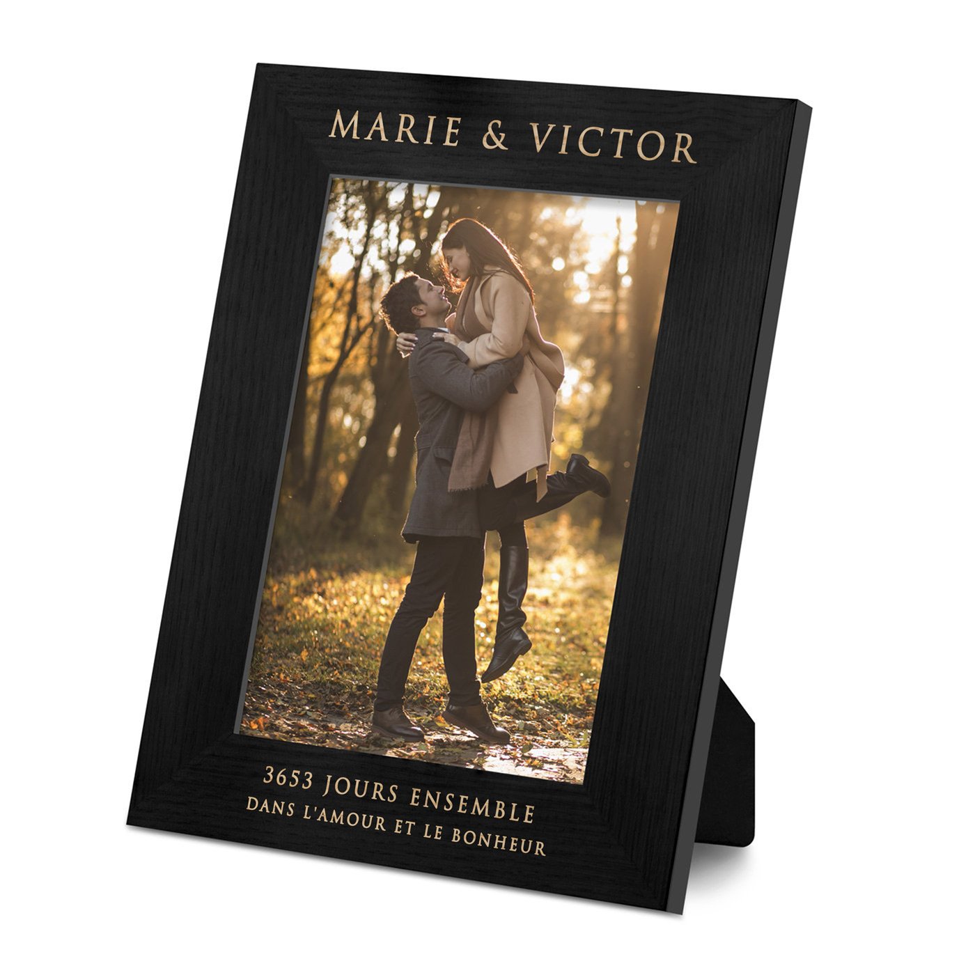 Marco de foto personalizado negro Murrano para una pareja para aniversario de bodas