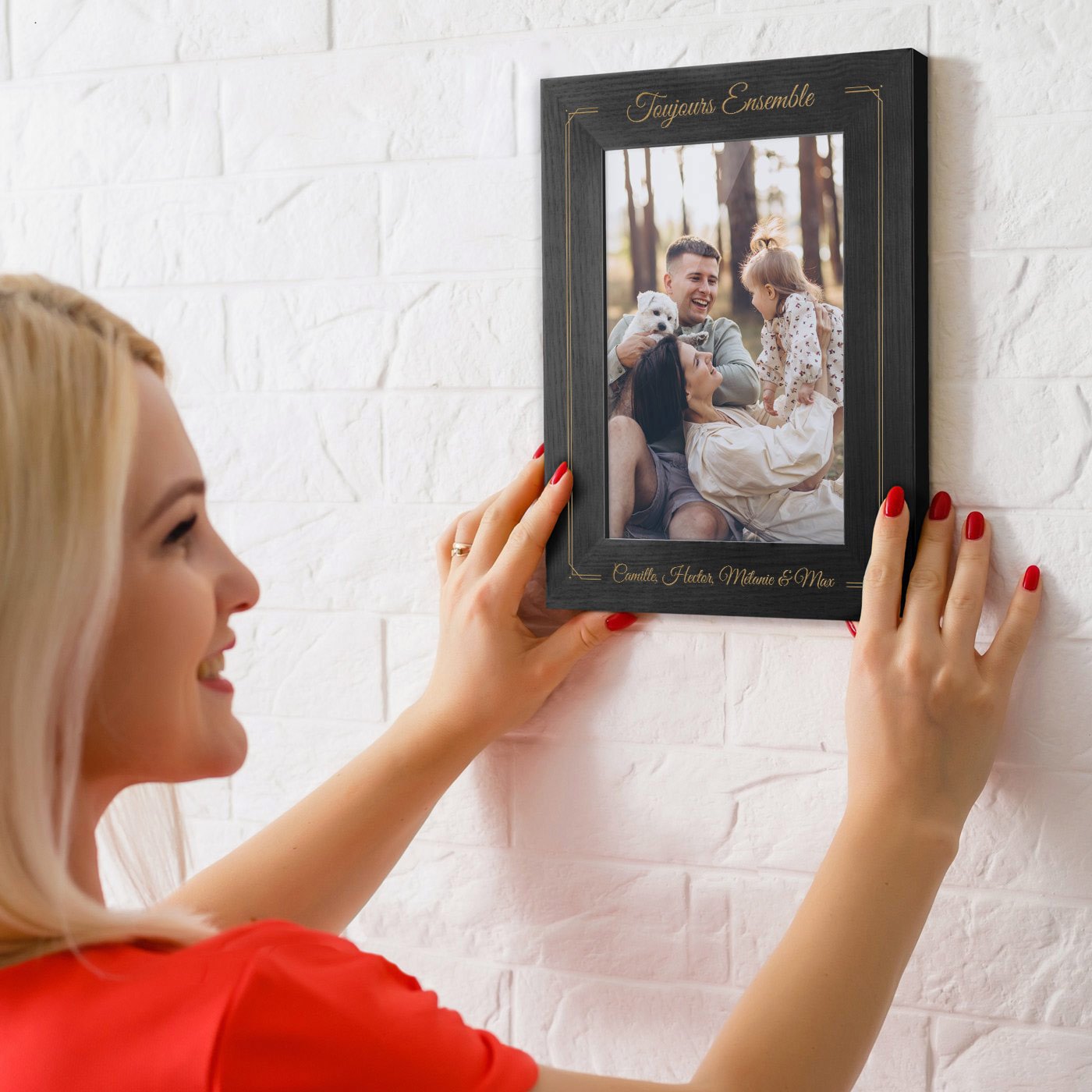Marco de fotos personalizado Murrano para una fiesta de bienvenida a casa