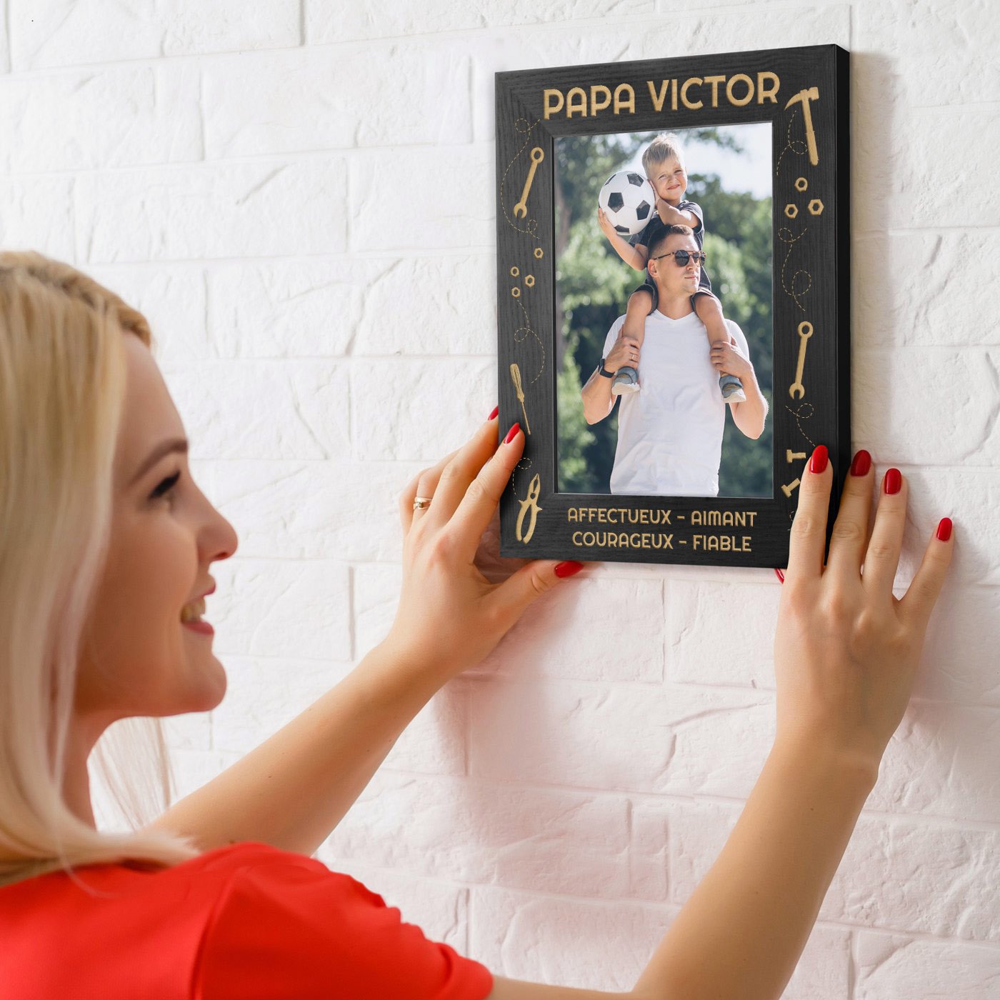 Marco de foto personalizado Murrano para papá (Negro)