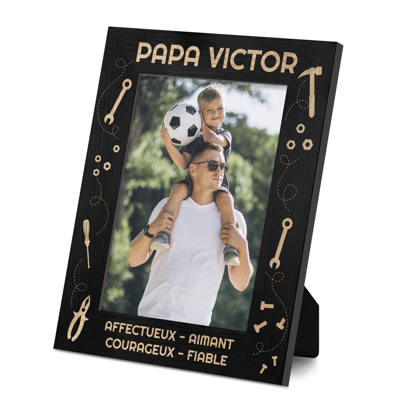 Marco de foto personalizado Murrano para papá (Negro)
