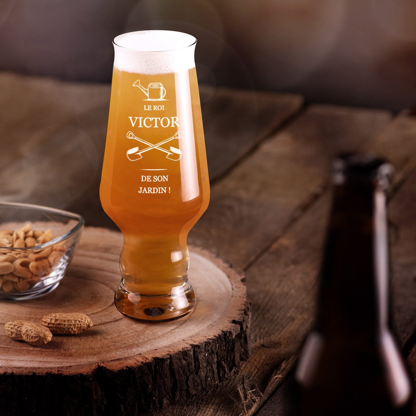 Vaso de cerveza Murrano Splendour de Krosno con grabado para hombre jardinero
