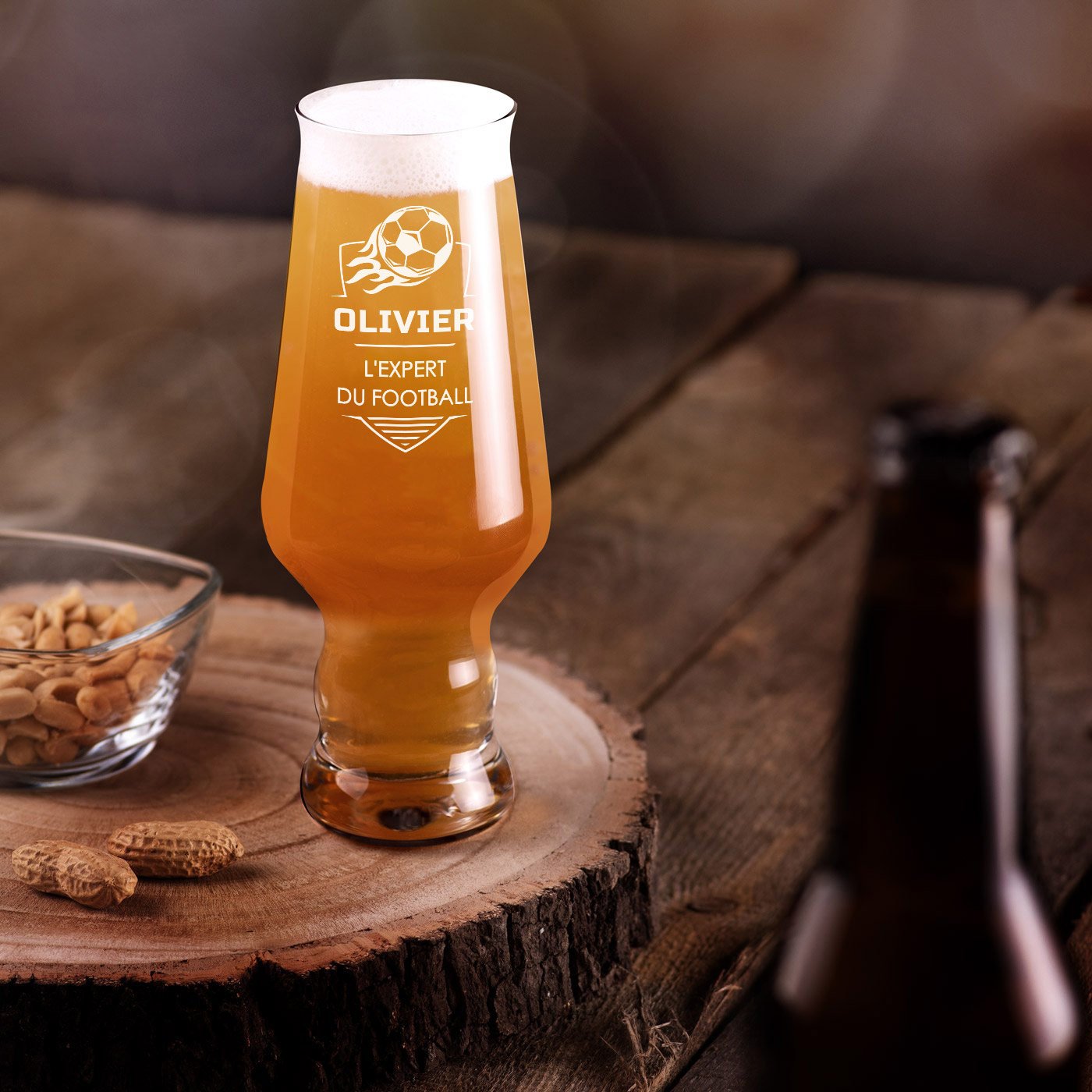 Taza de cerveza personalizada Murrano Splendour de Krosno para fanático del fútbol