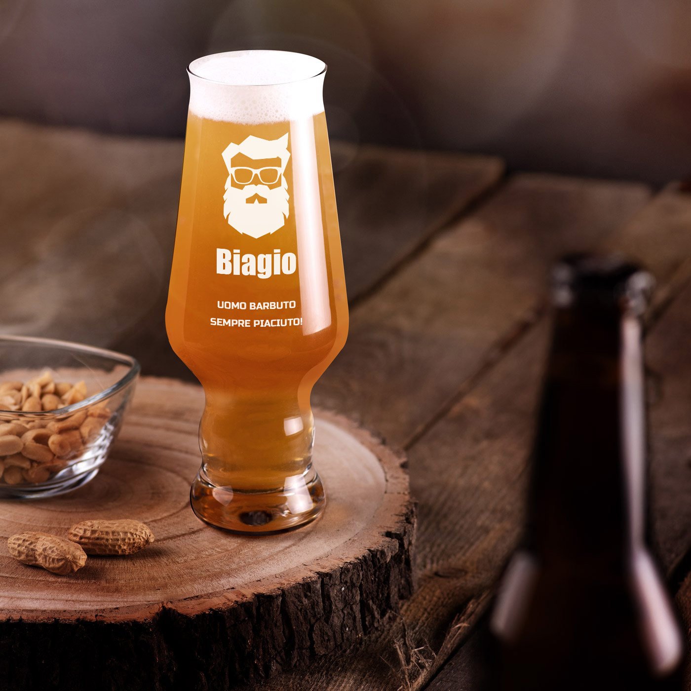 Verre à bière Murrano Splendour de Krosno avec gravure pour un barbu pour la Saint-Nicolas