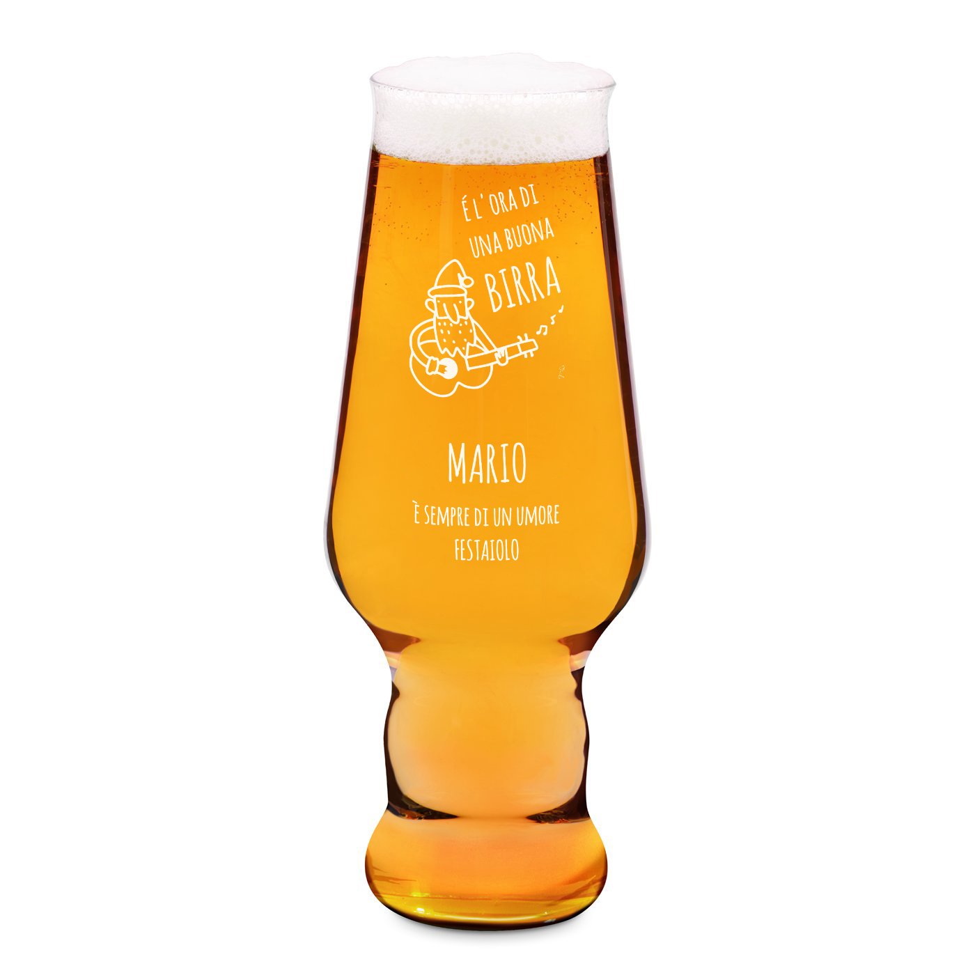 Verre à bière personnalisé Murrano Splendour de Krosno pour musicien artiste Noël