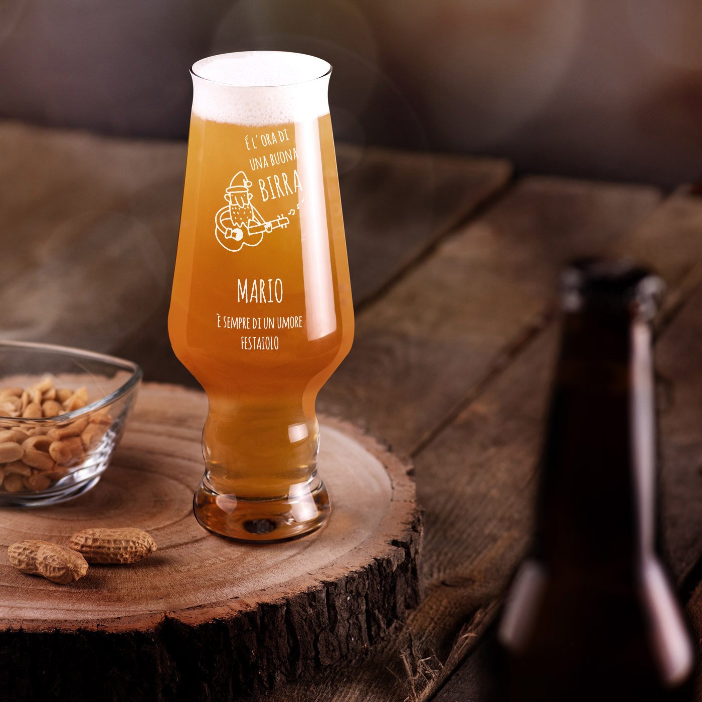 Verre à bière personnalisé Murrano Splendour de Krosno pour musicien artiste Noël