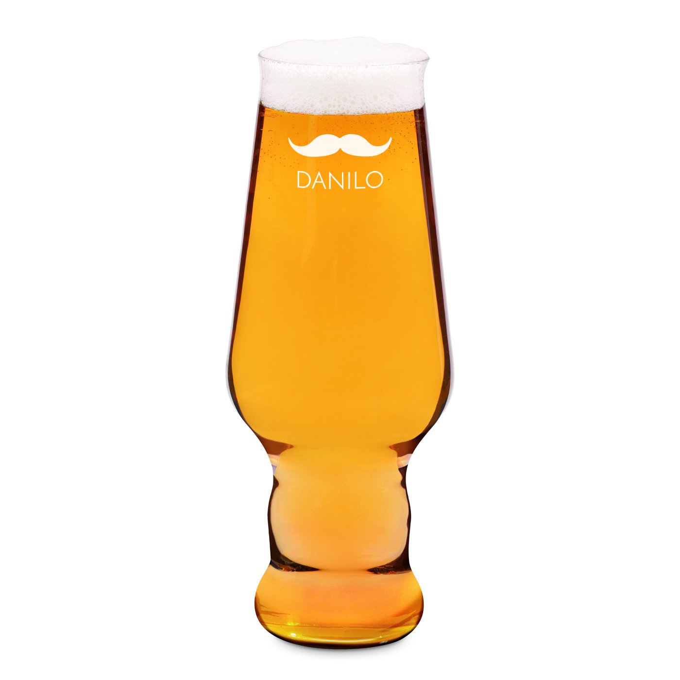 Verre à bière Murrano Splendour de Krosno avec gravure personnalisée pour homme avec moustache