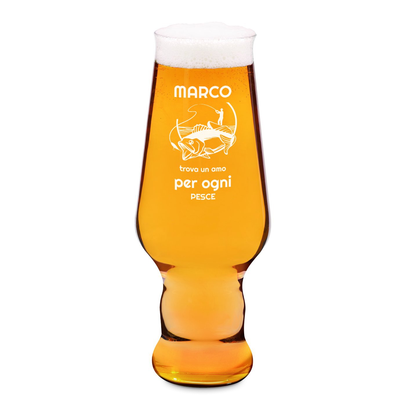 Vidrio de cerveza Murrano Splendour Krosno con grabado para él pescador