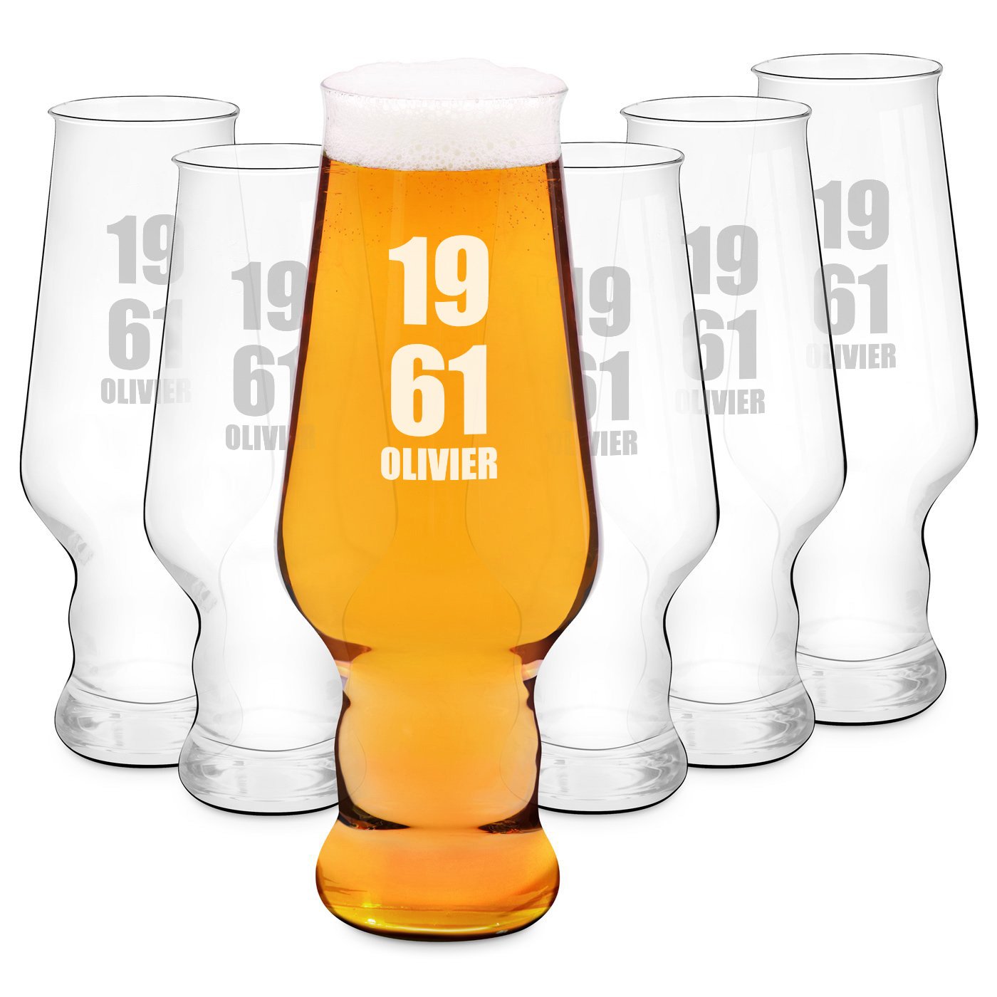 Conjunto de vasos de cerveza personalizados Murrano Splendor para hombre por su 50º cumpleaños