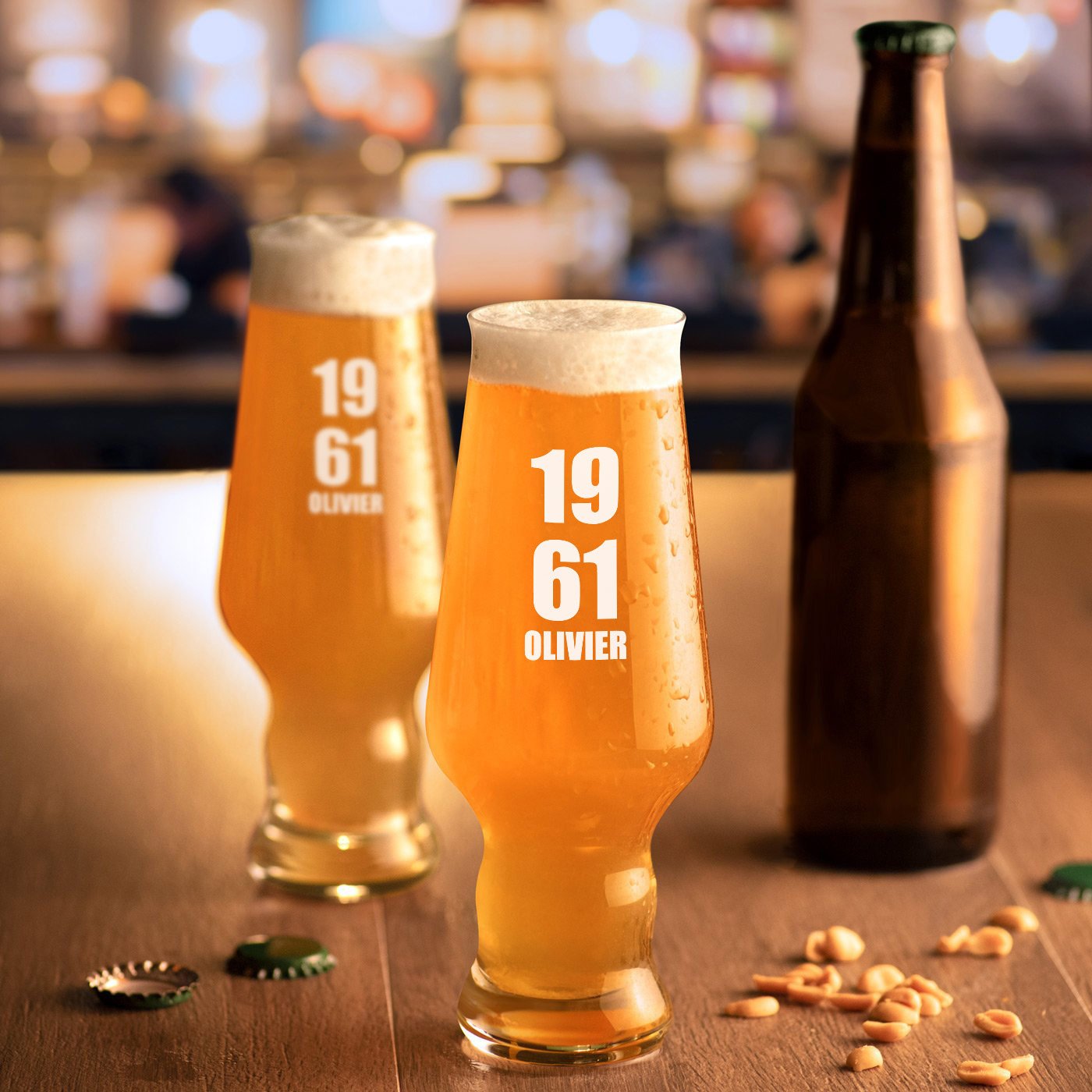 Conjunto de vasos de cerveza personalizados Murrano Splendor para hombre por su 50º cumpleaños