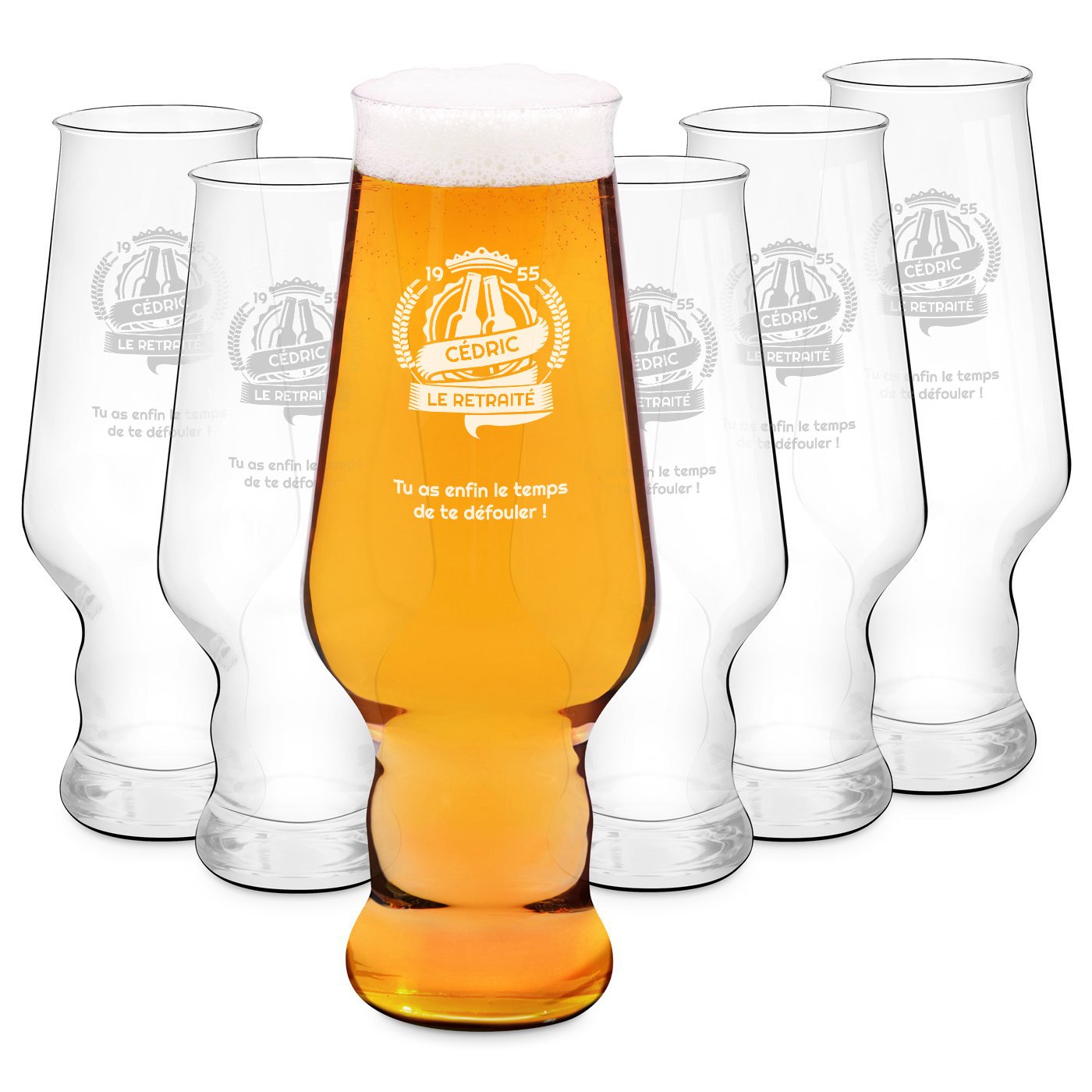 Set personalizado de 6 vasos de cerveza Murrano con grabado láser de diseño Krosno Splendour para jubilación