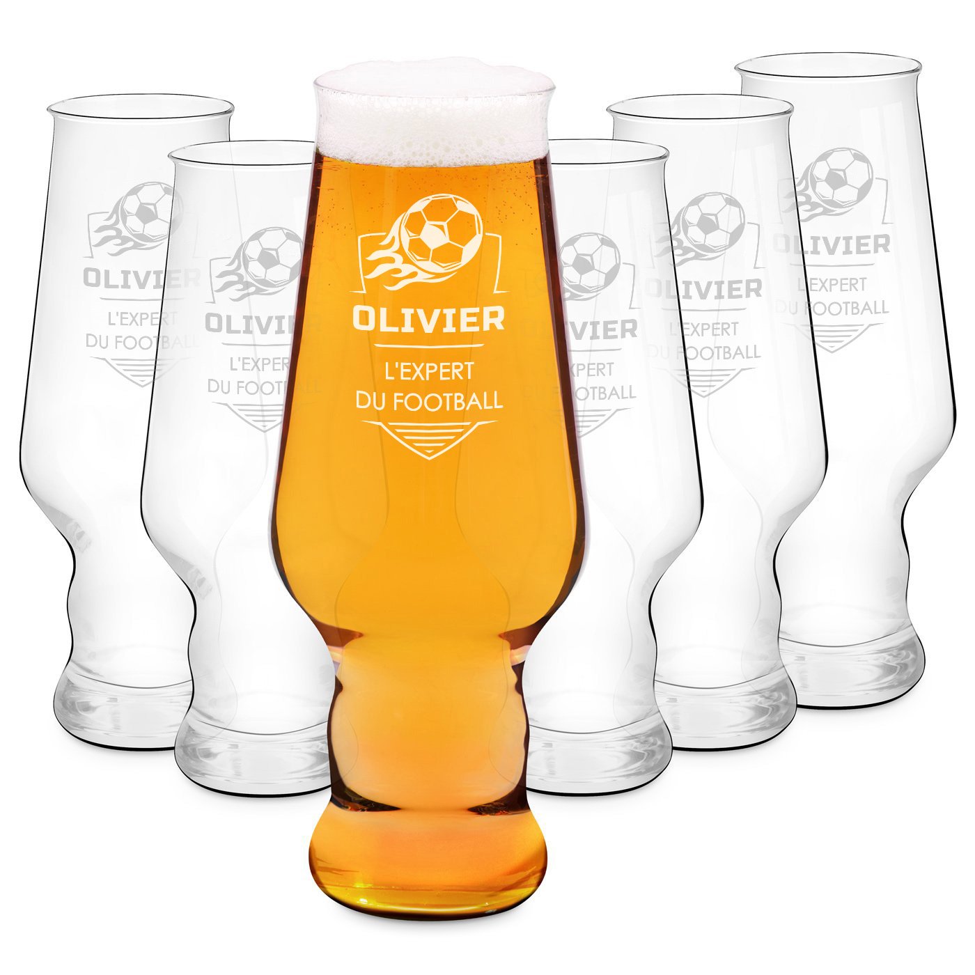 Set de vasos de cerveza personalizados Murrano Splendore Krosno para fan de fútbol (6 piezas)