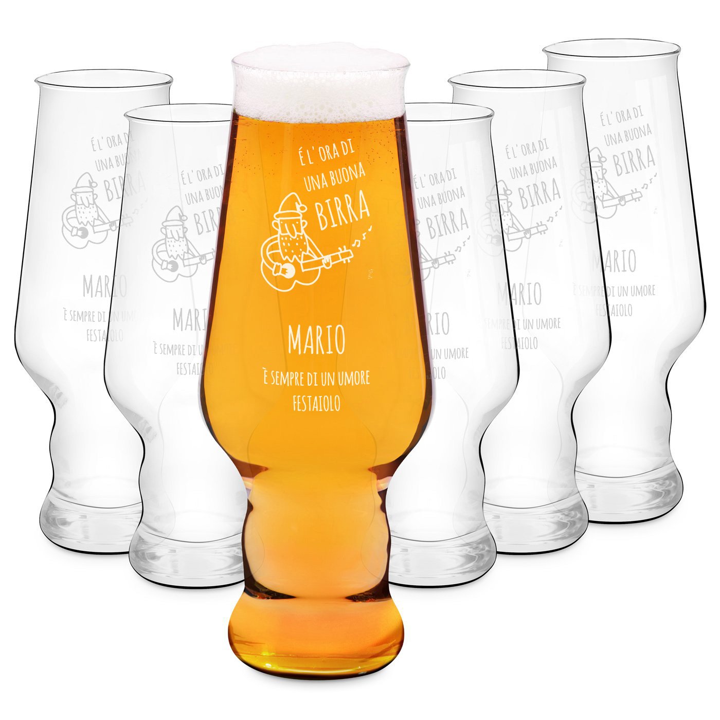 Ensemble de verres à bière Murrano de 6 pièces avec gravure au laser Krosno Splendour pour musiciens et artistes