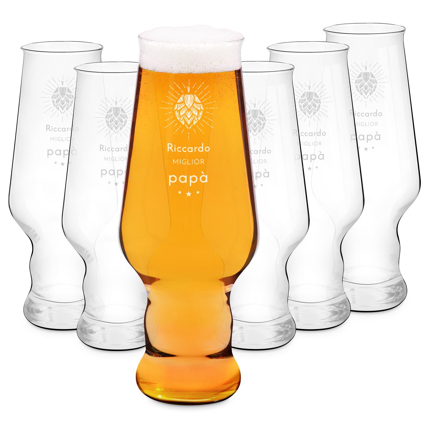 Set de 6 vasos de cerveza Murrano Splendore Krosno para papá