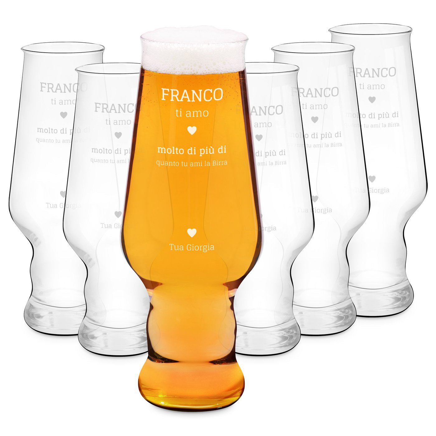 Estuche de 6 vasos de cerveza Murrano Splendore Krosno para amigos y amantes