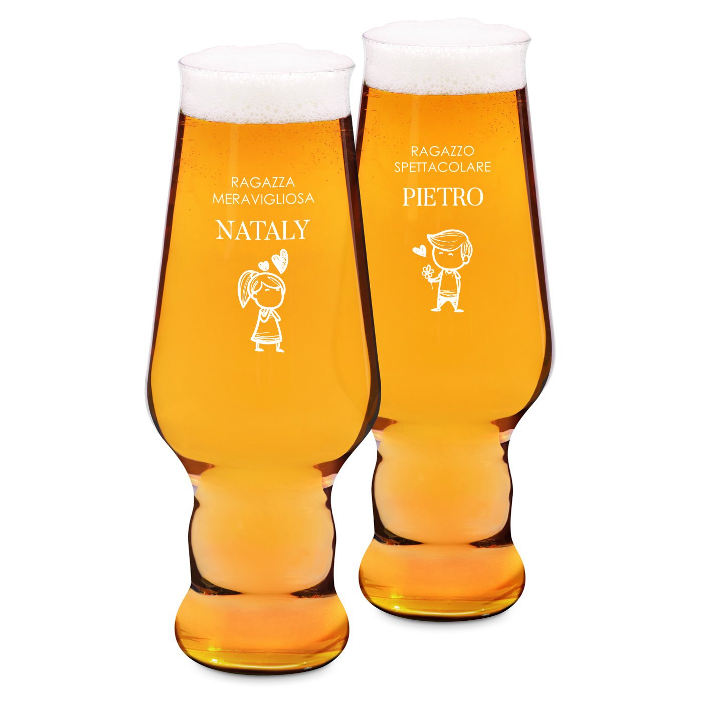 Juego de 2 vasos de cerveza personalizados Murrano Krosno Splendore