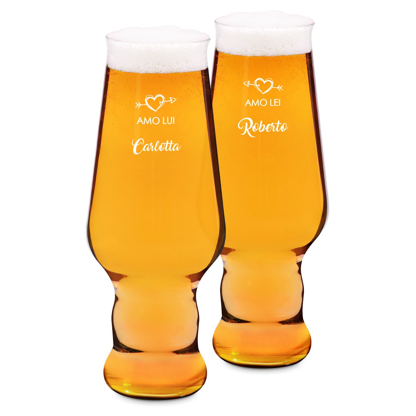 Set de vasos de cerveza personalizados Murrano Krosno Splendour para una pareja enamorada (20 cm, 7 cm, 400 ml)