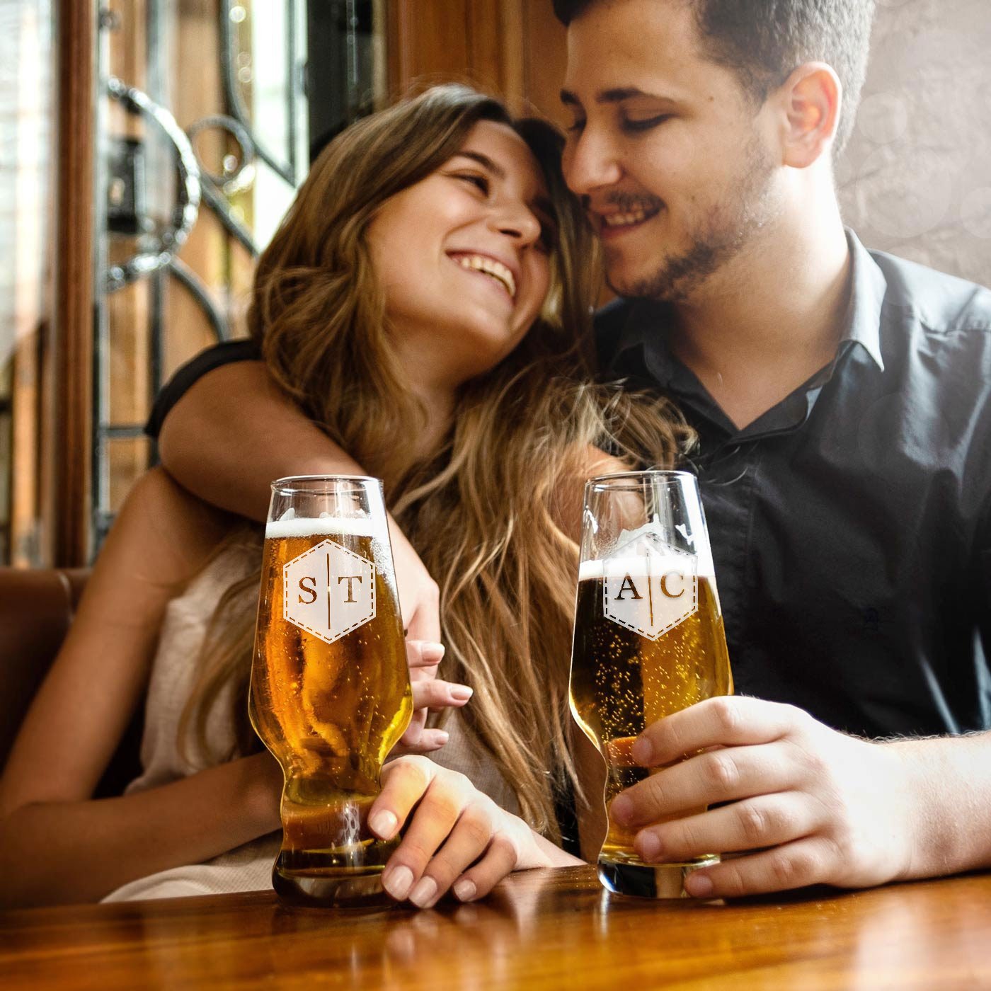 Set de vasos de cerveza personalizados Murrano Splendore Krosno para pareja