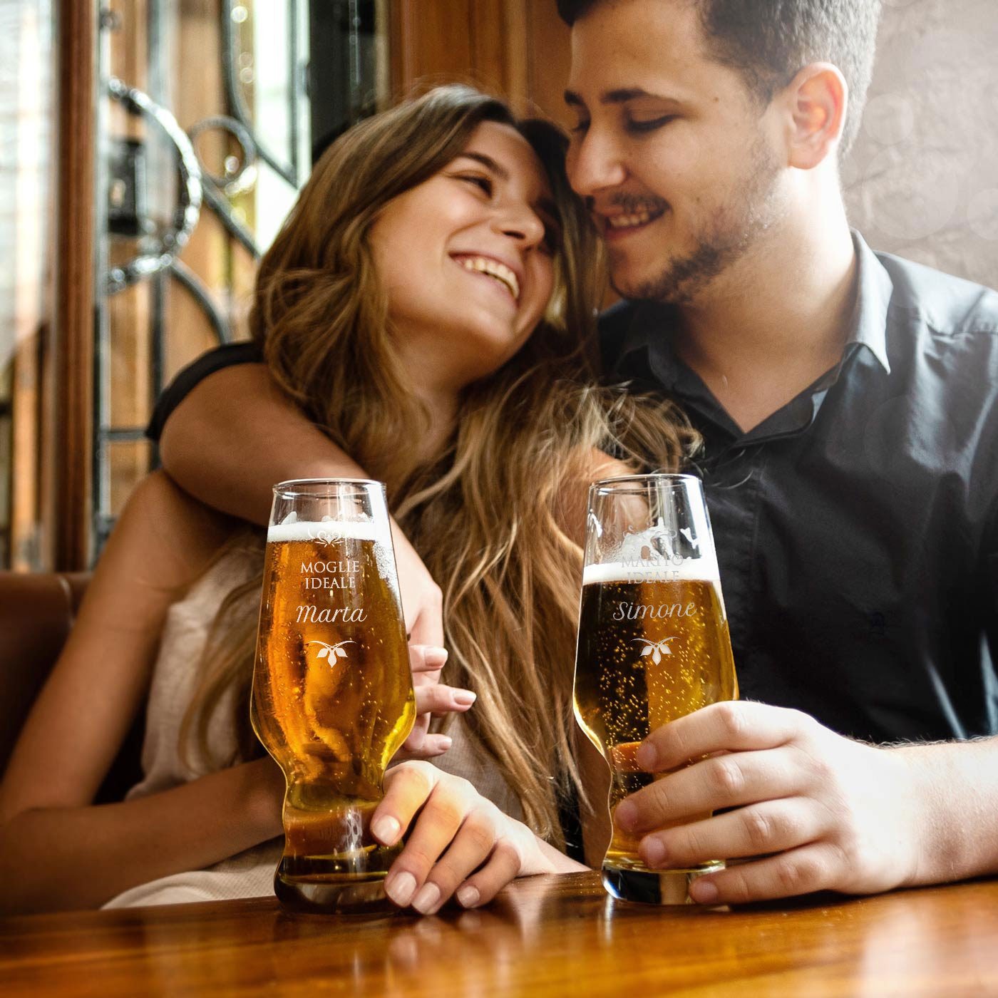 Set de vasos de cerveza personalizados Murrano Splendor para pareja