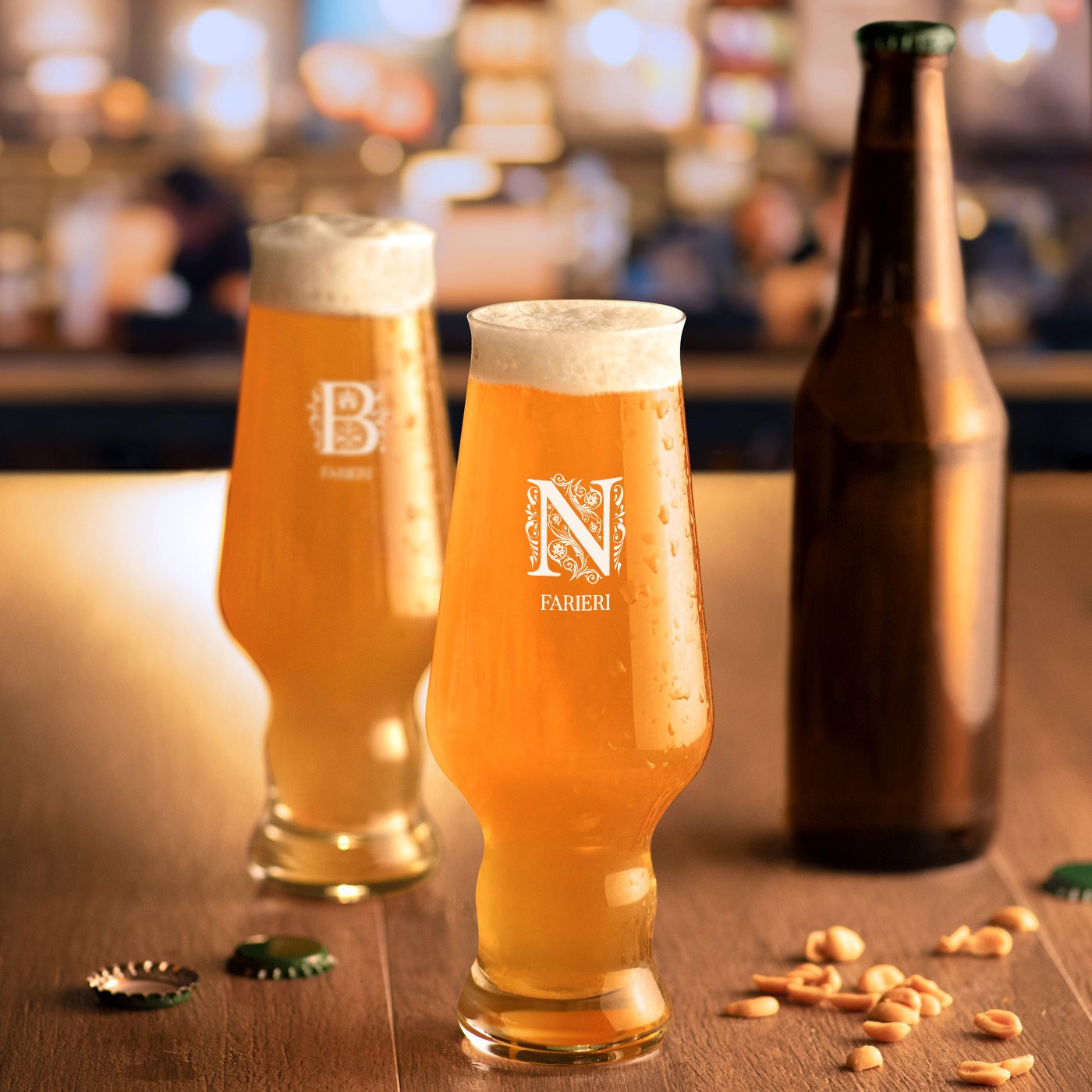 Juego personalizado de 2 vasos de cerveza Murrano Splendore Krosno para pareja