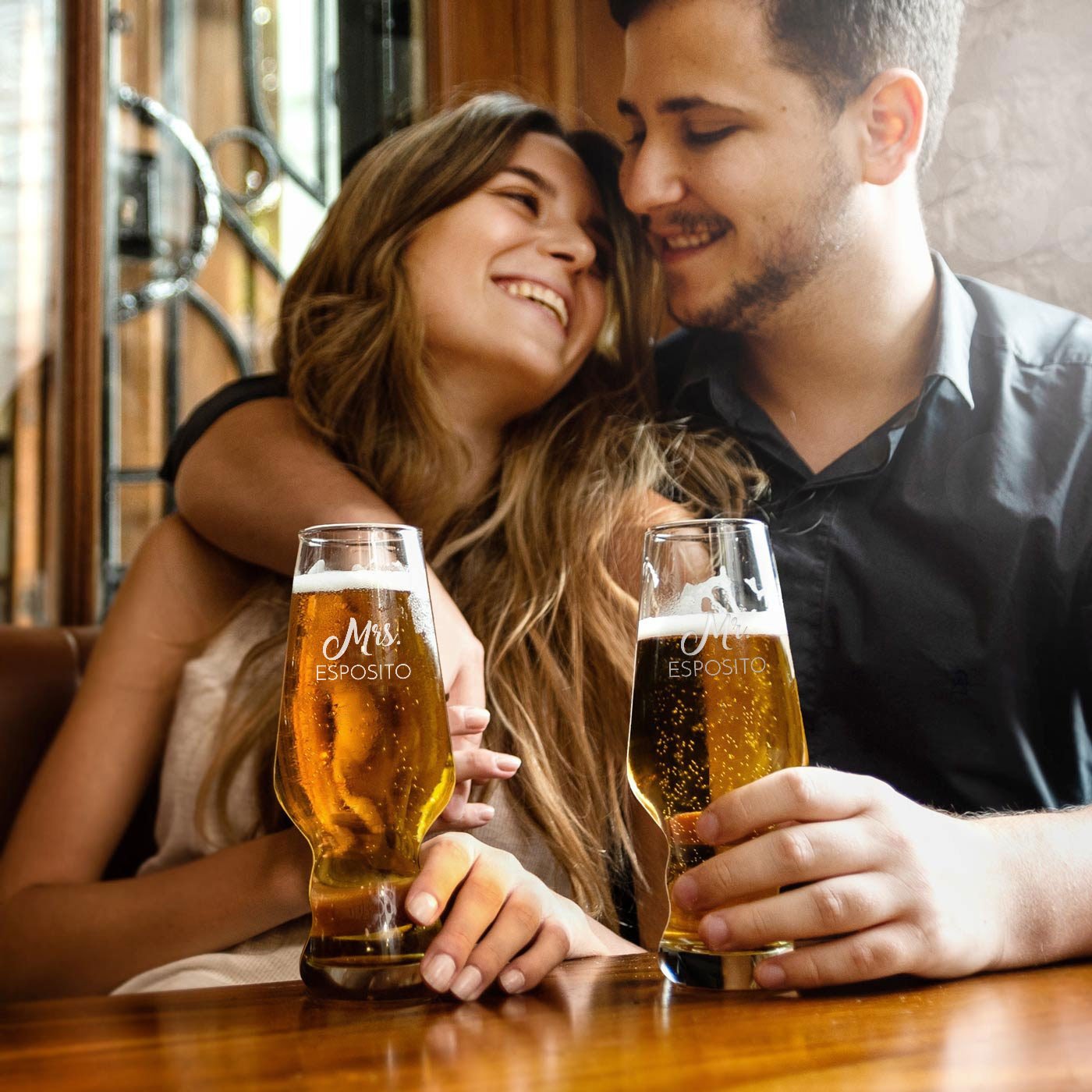 Set de vasos de cerveza personalizados Murrano Splendore Krosno para él y ella