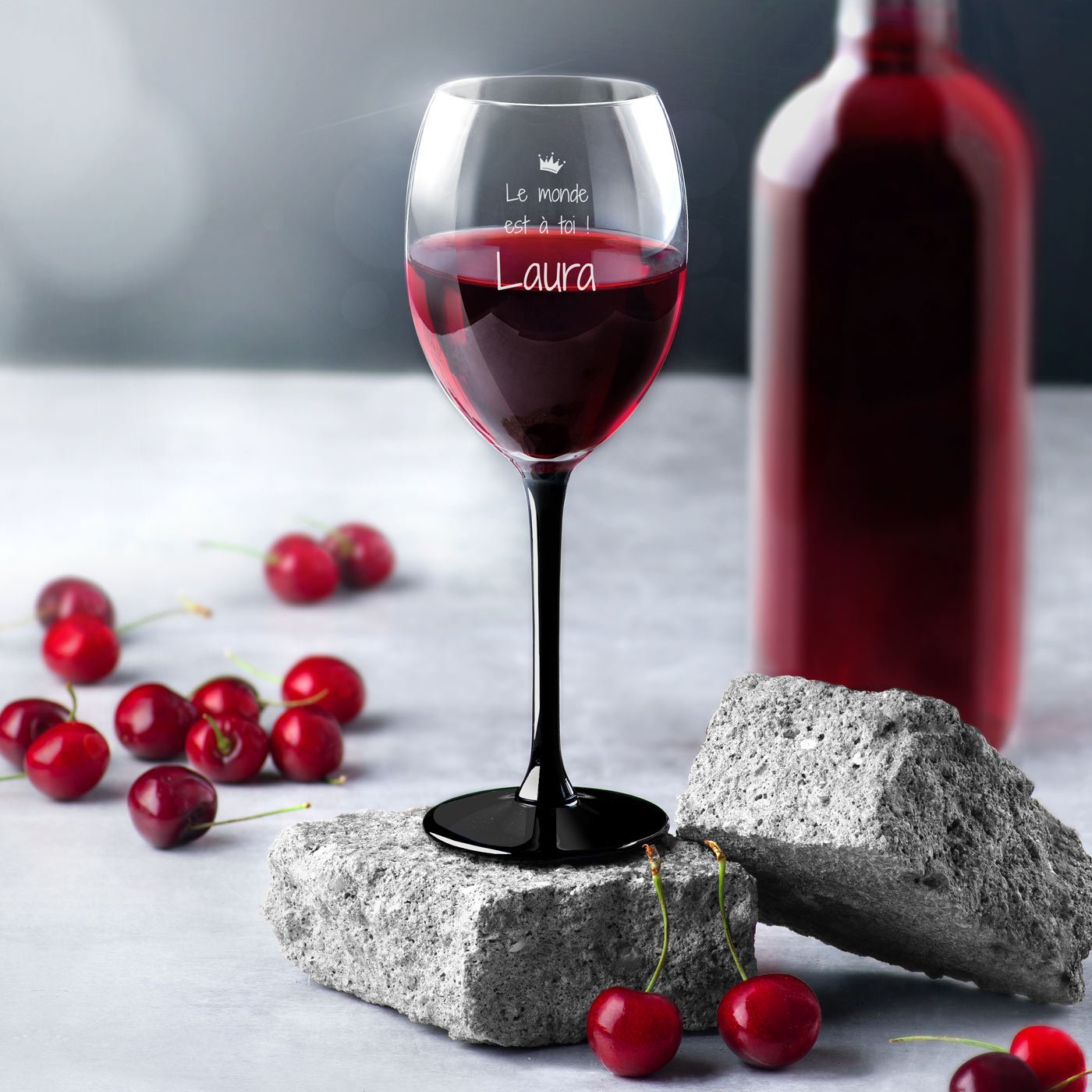 Vaso de vino ONYX Murrano con grabado para fiesta de soltera