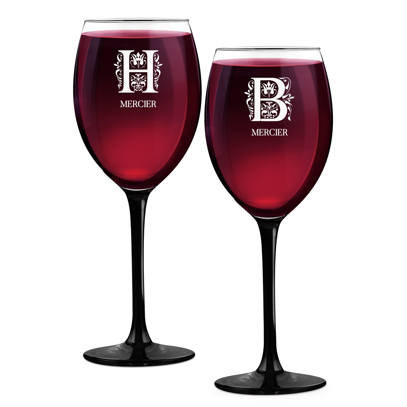 Copas de vino Murrano ONYX grabadas para ella y él con iniciales