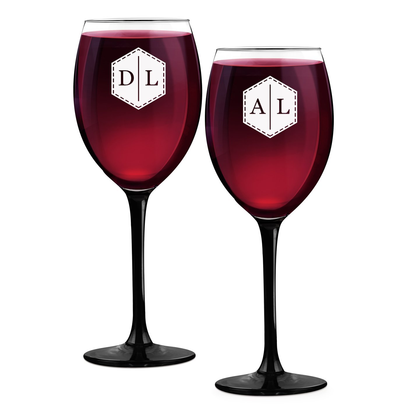 Set de vasos de vino ONYX Murrano para pareja con grabado