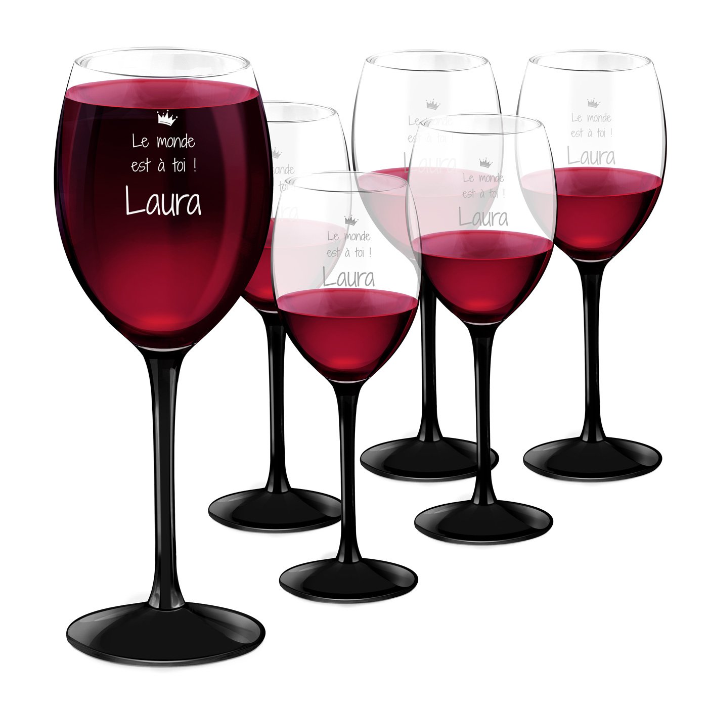 Set de copas de vino Murrano Onyx - Set grabado personalizado para ella