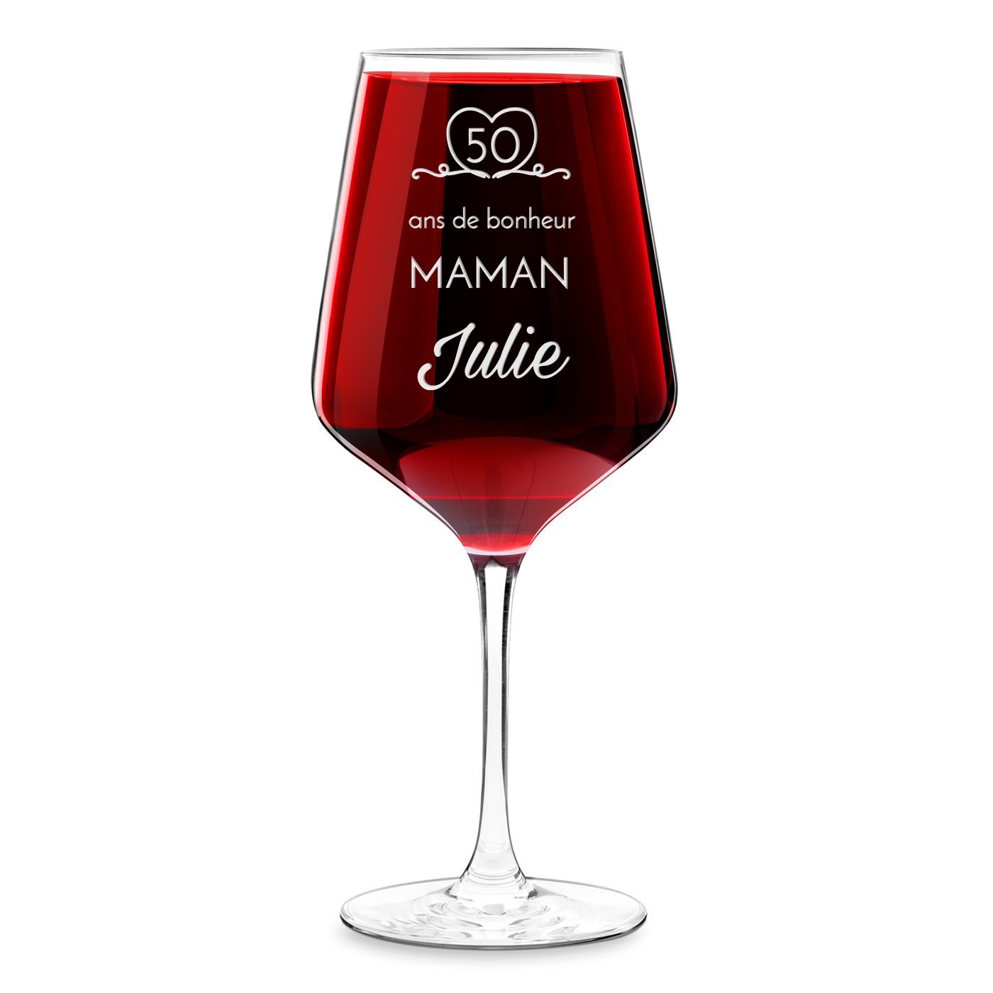 Vaso de vino Murrano XL con grabado para el 50o aniversario de mamá