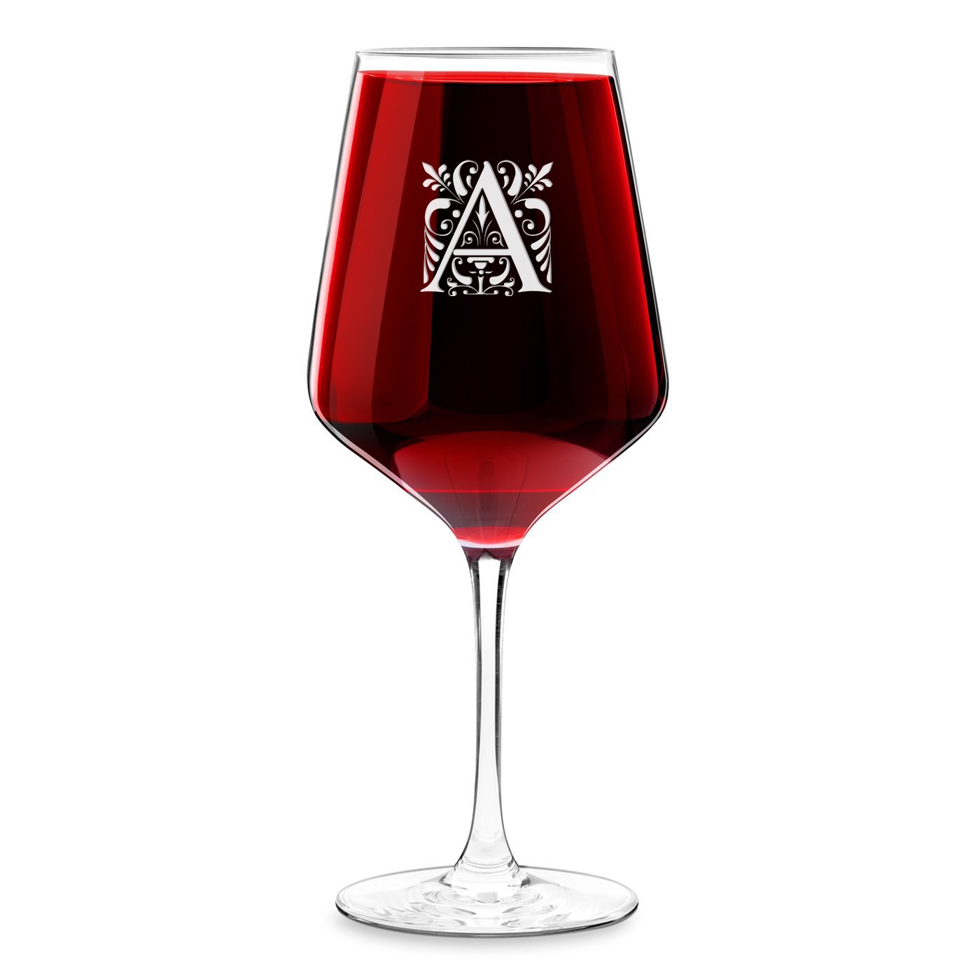 Vaso de vino Murrano XL con grabado láser para un ser querido - Inicial