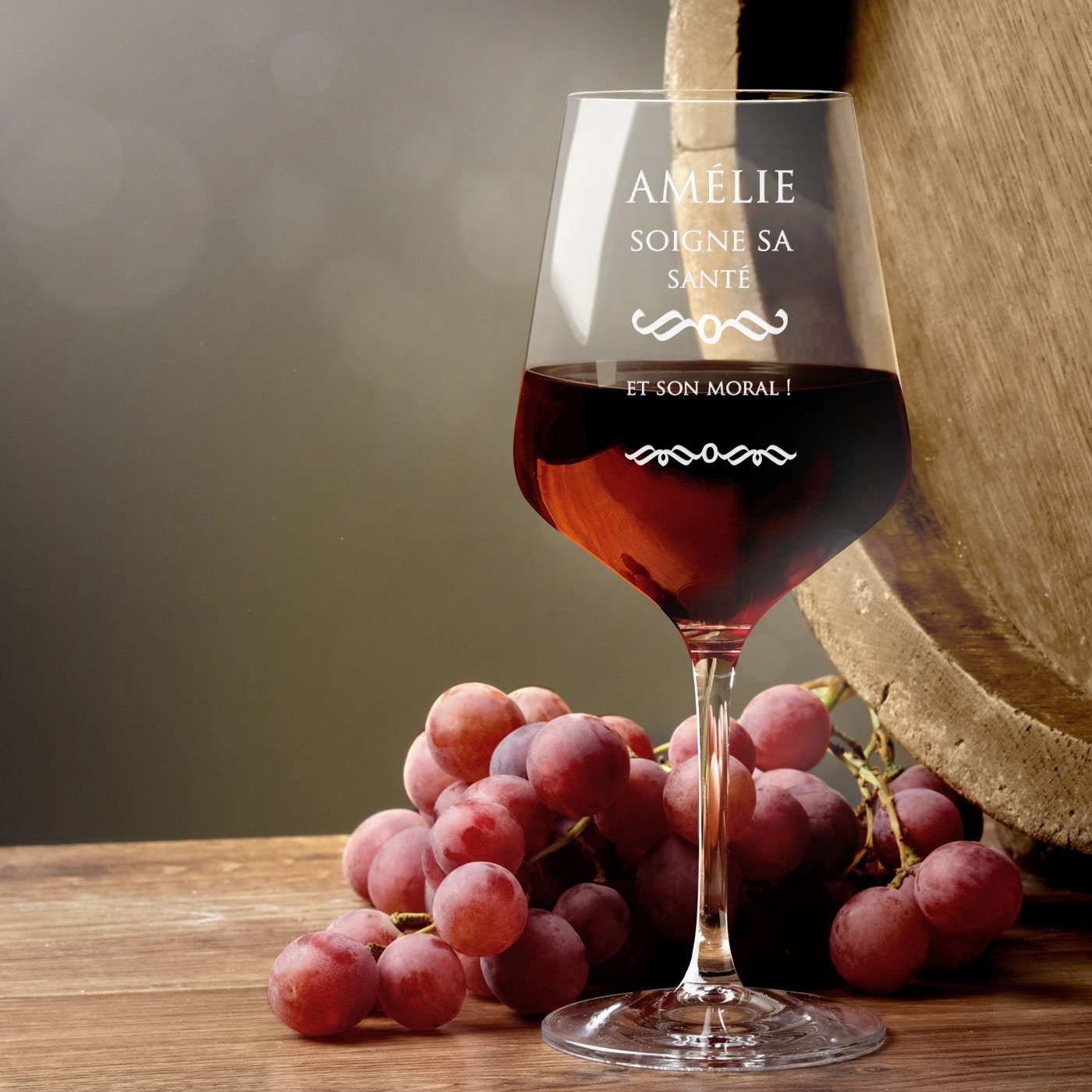 Vaso de vino Murrano XL con grabado personalizado para el cumpleaños de una colega
