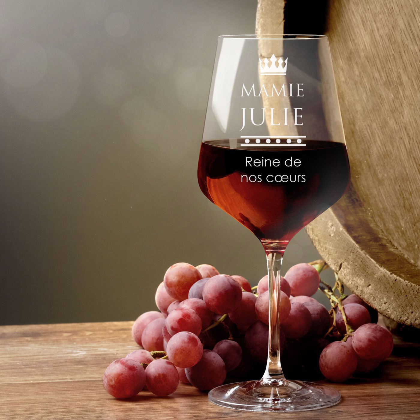 6 vasos de vino Murrano XL con grabado para la abuela