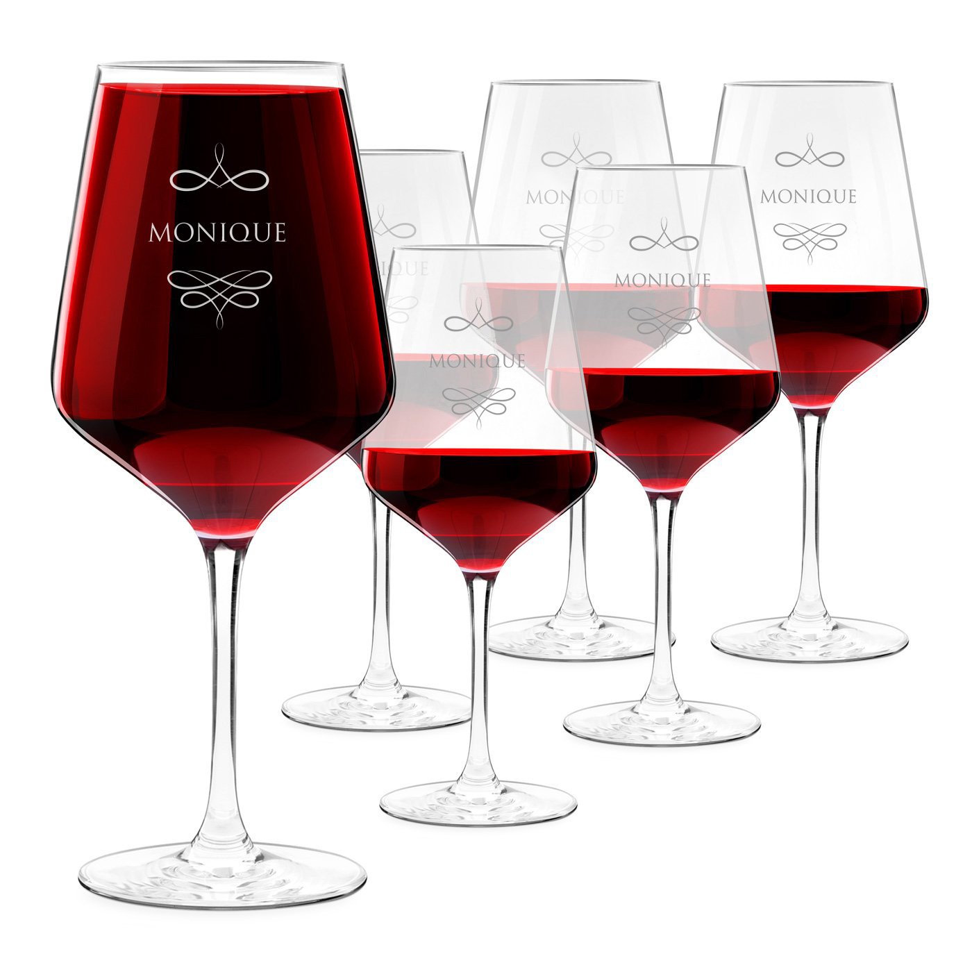 Copas de vino Murrano XL con grabado láser para el cumpleaños de una mujer