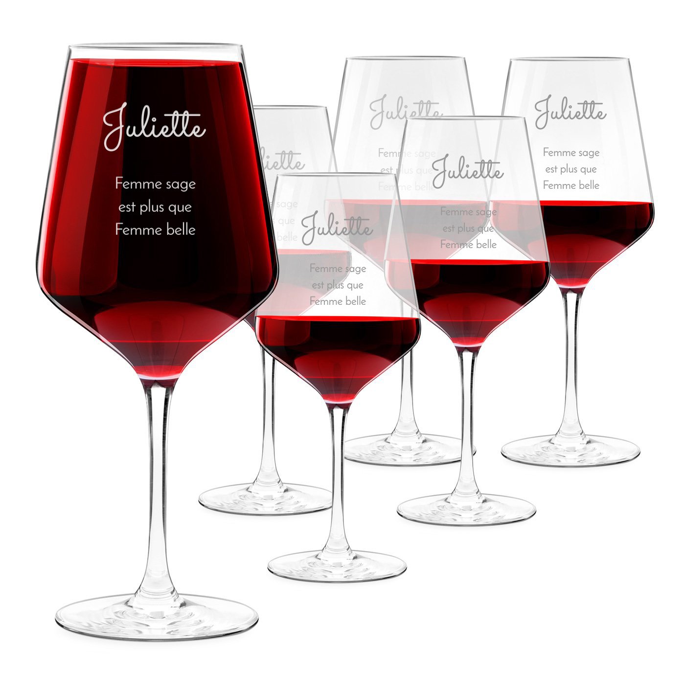Set de copas de vino personalizadas Murrano para mujer (XL, grabado)