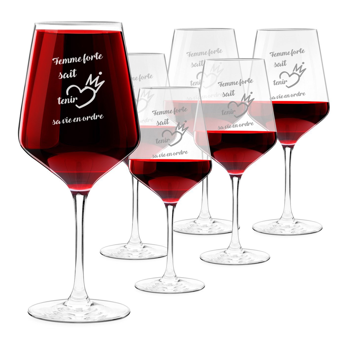 Copas de vino personalizadas Murrano - 6 copas XL con grabado láser