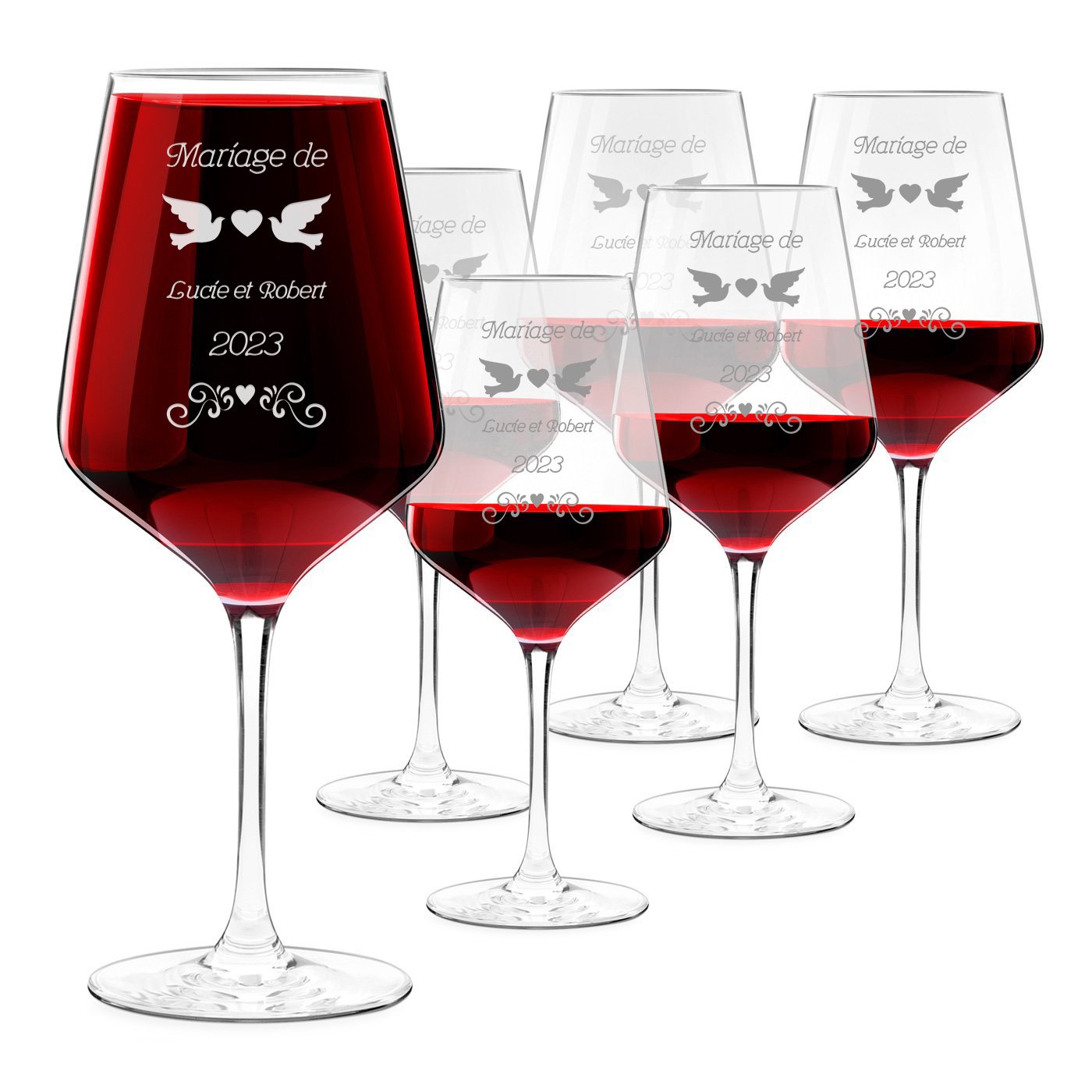 Tazas de vino Murrano XL con grabado para una pareja - Regalo de boda