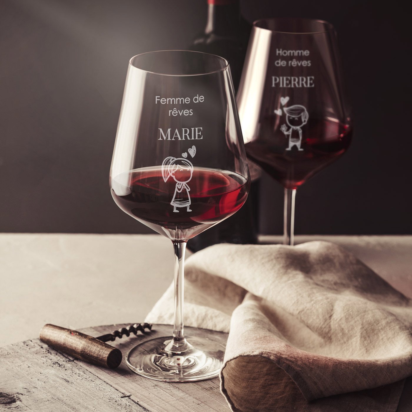 Copas de vino personalizadas Murrano para pareja - Tamaño XL