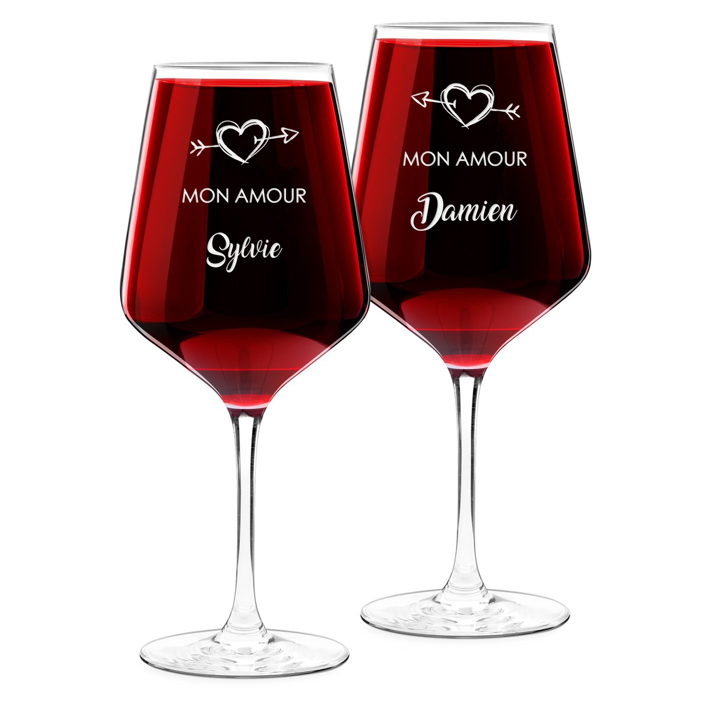 Copas de vino Murrano XL con grabado para enamorados