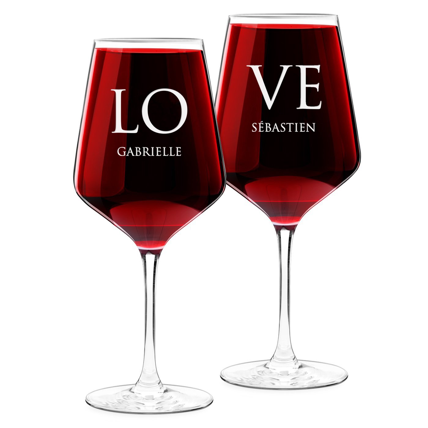 Copas de vino Murrano XL con grabado para amantes - Regalo de boda