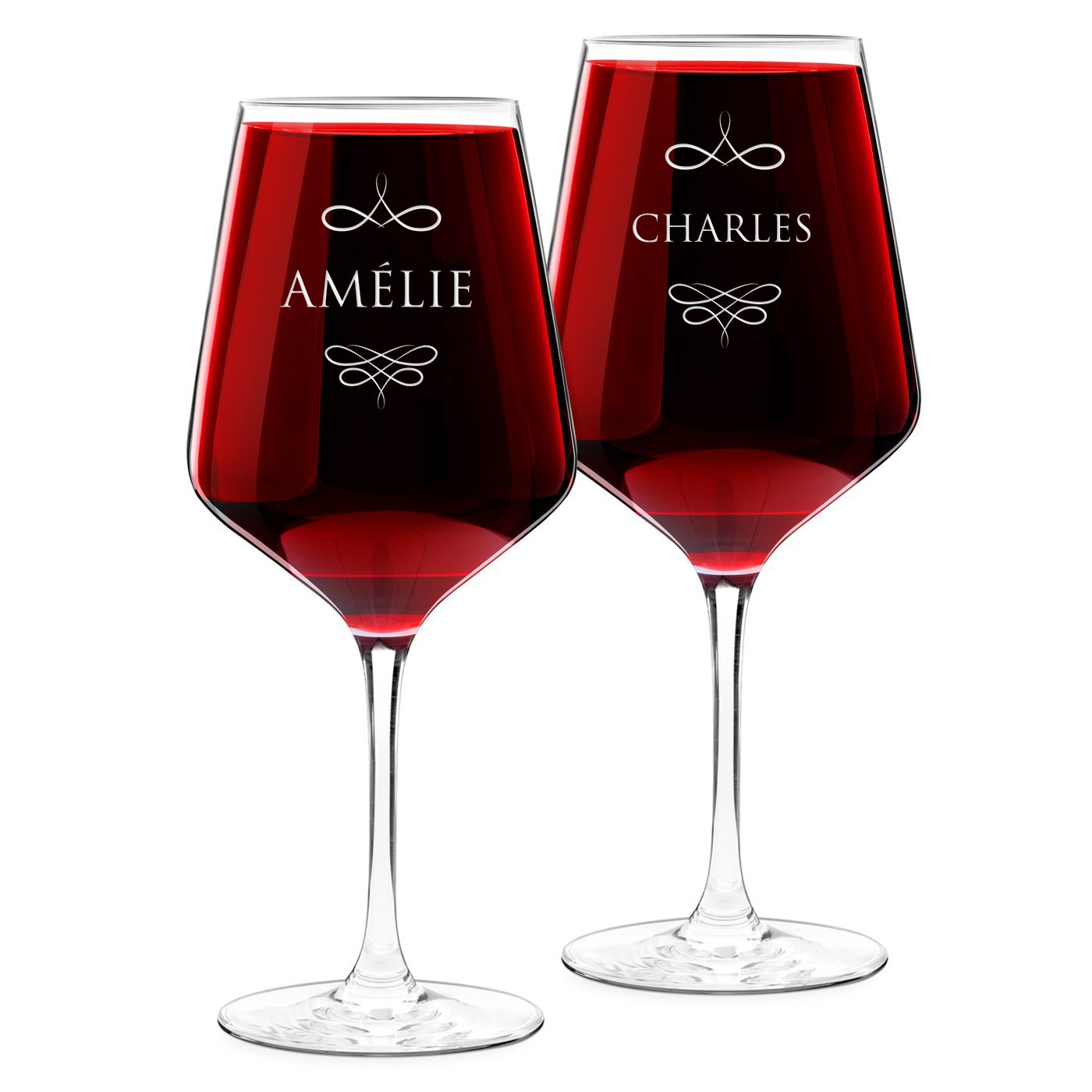 Set de copas de vino personalizadas Murrano para pareja (XL, grabadas)