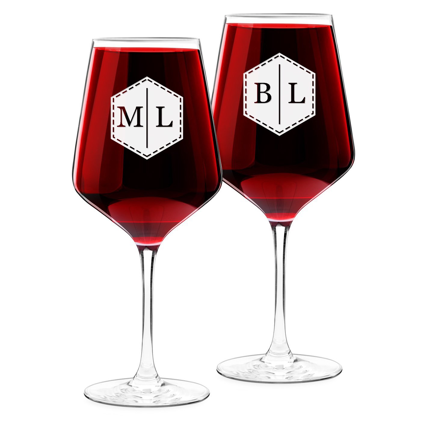 Copas de vino personalizadas Murrano para pareja - Tamaño XL con grabado láser