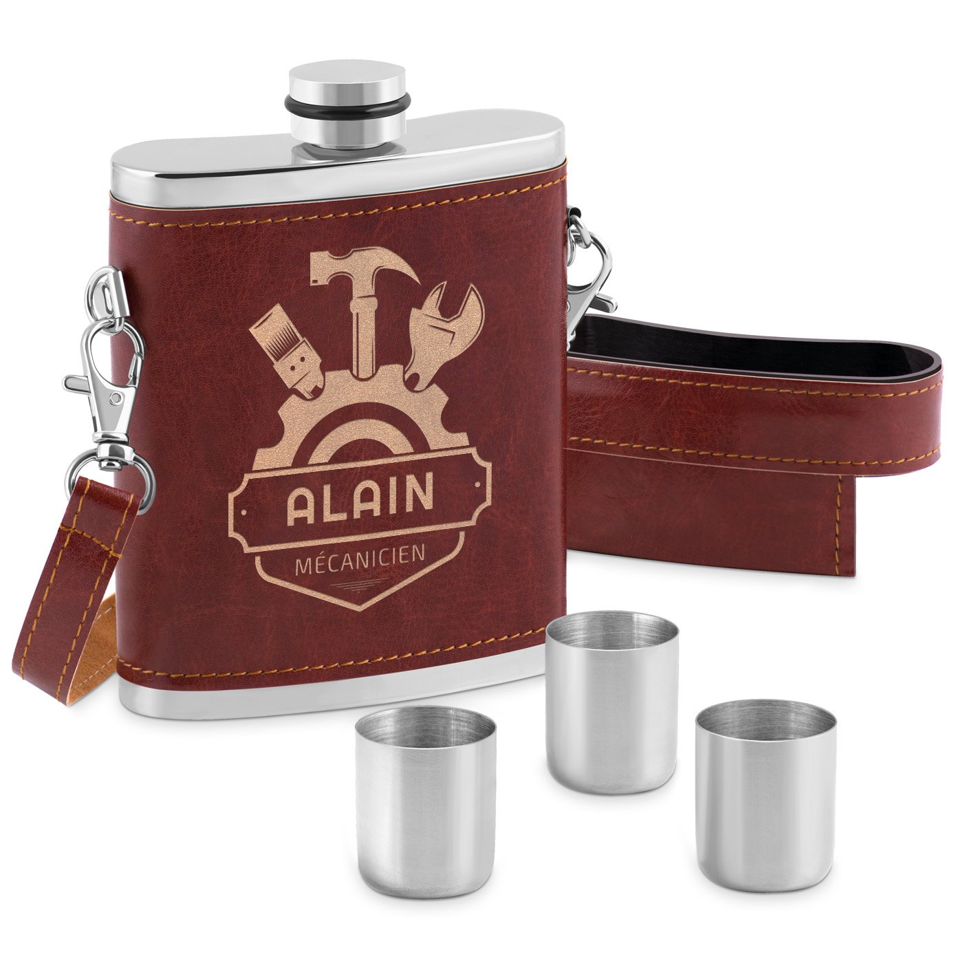 Murrano Stainless Steel Flask with Leather Case and Customization for Crafters