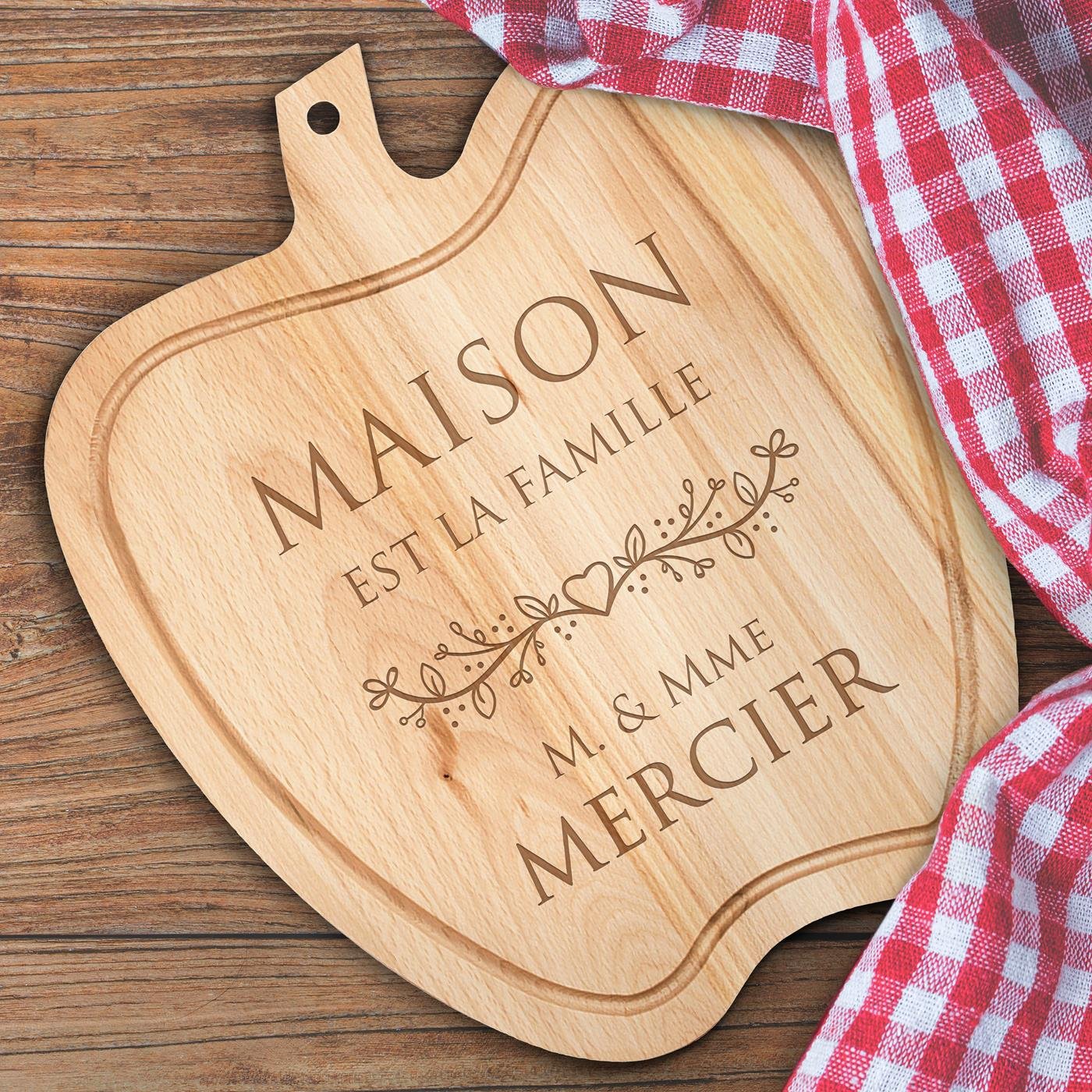 Murrano Family Apple-Shaped Cutting Board with Custom Engraving