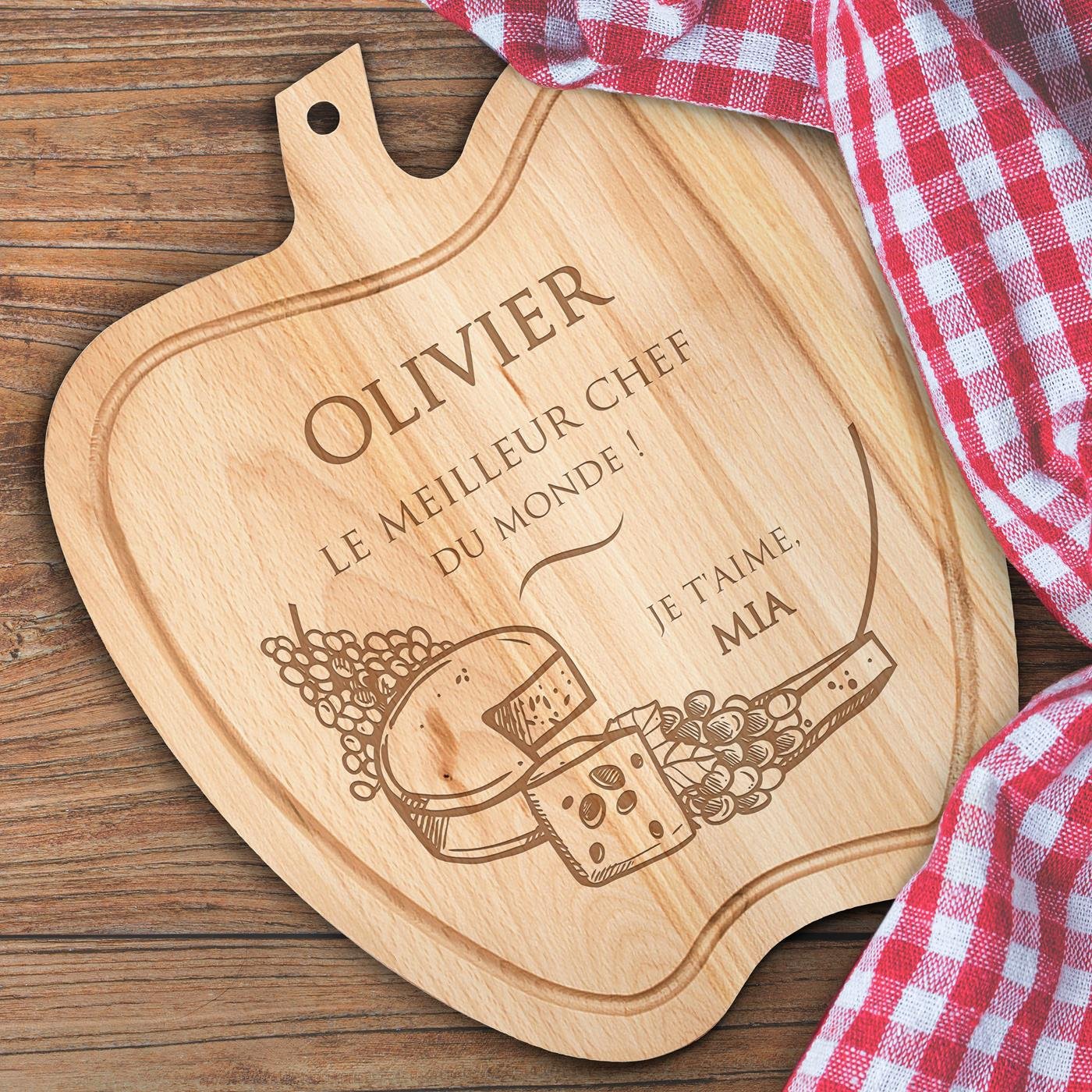 Murrano Apple-Shaped Cutting Board with Engraving for Husband on Valentine's Day