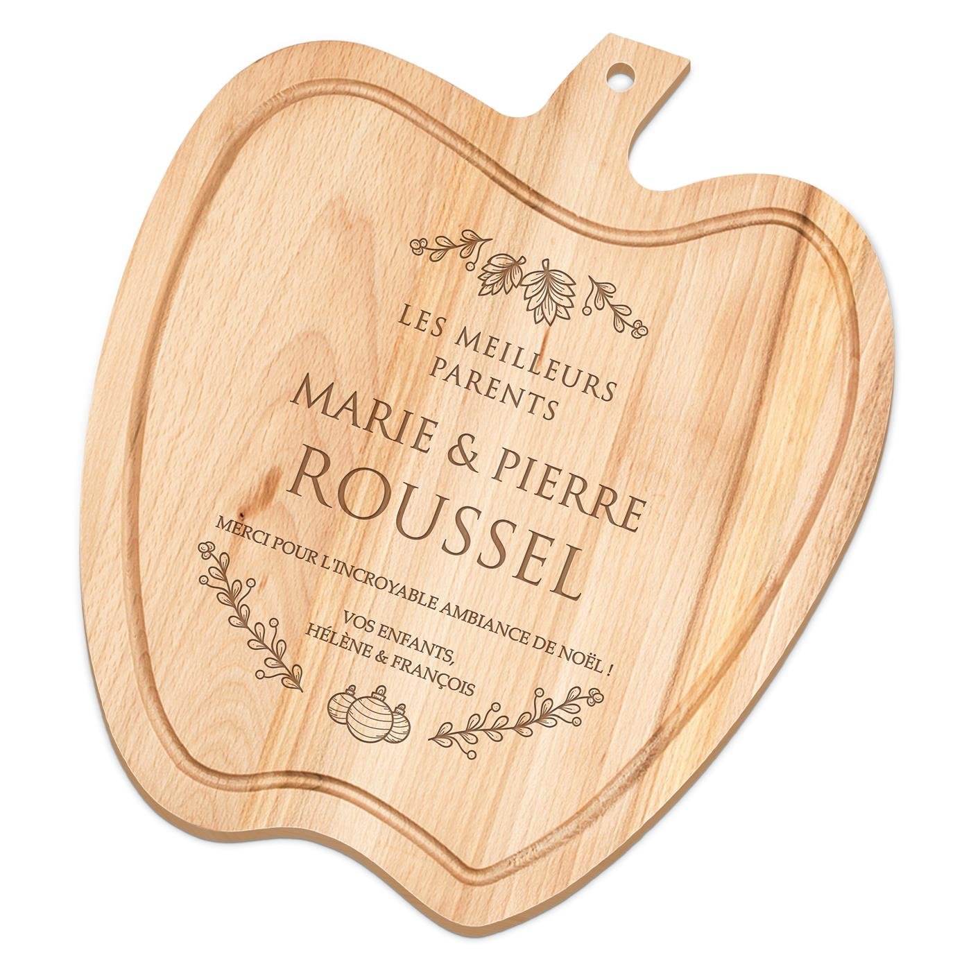 Planche à découper en forme de pomme personnalisée Murrano pour les parents pour Noël